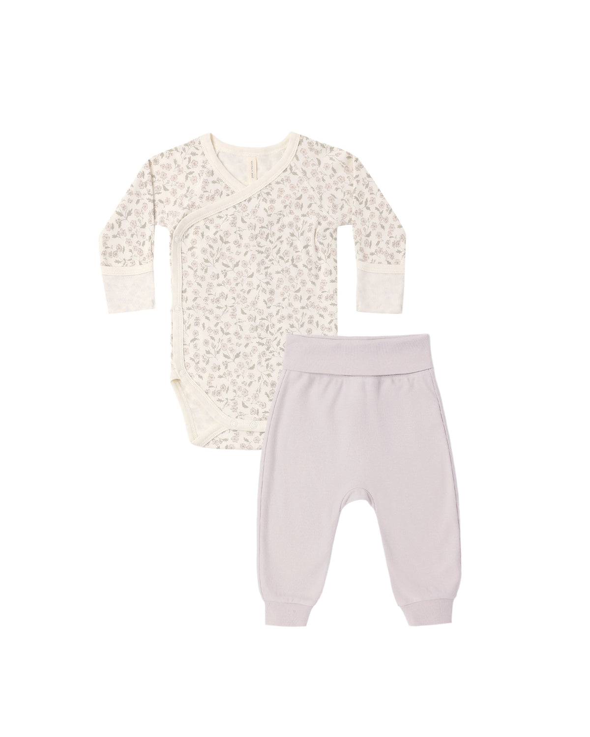 Side Snap Bodysuit + Pant Set - Floret Lilac