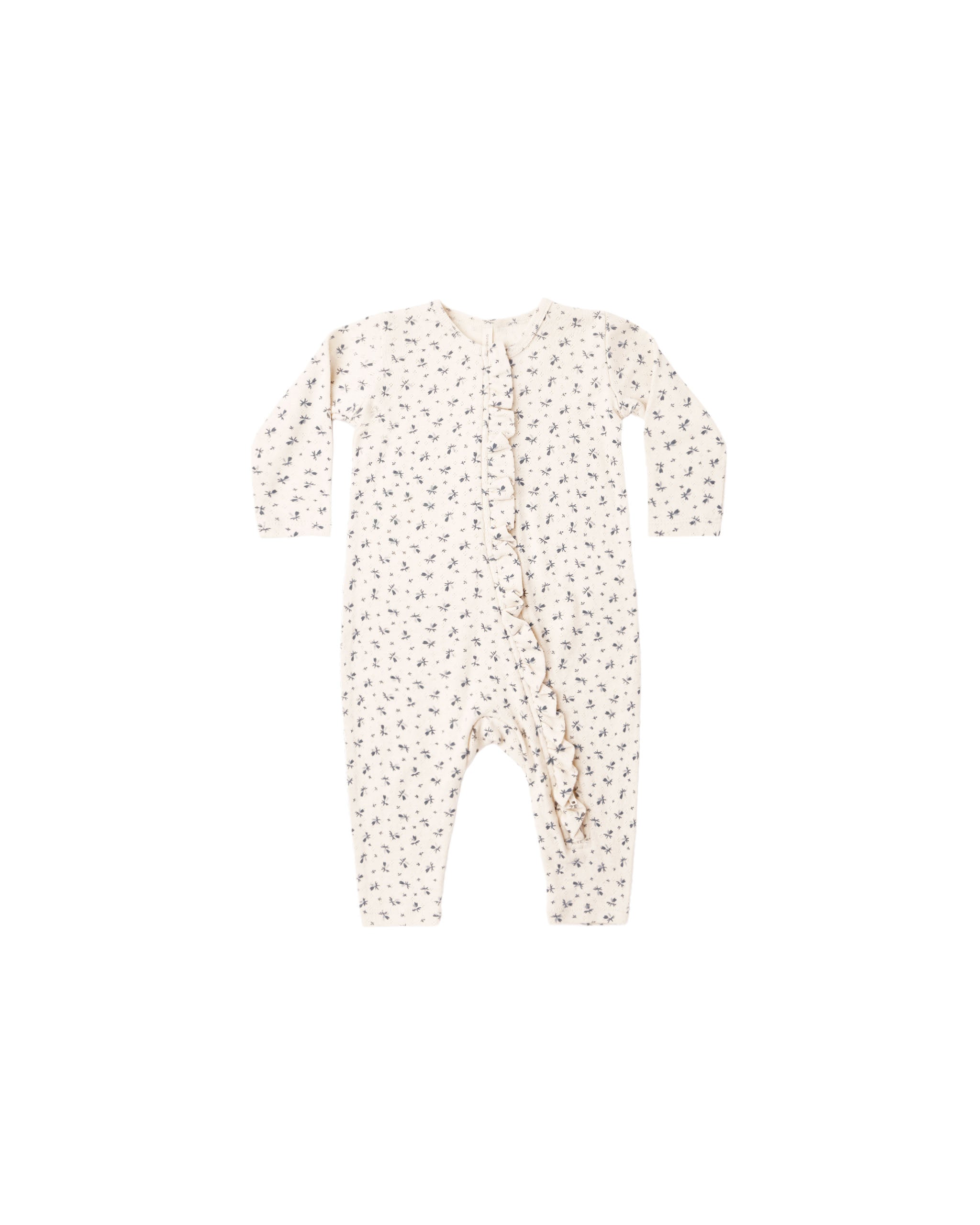 Ruffle Jumpsuit - Blue Ditsy Natural