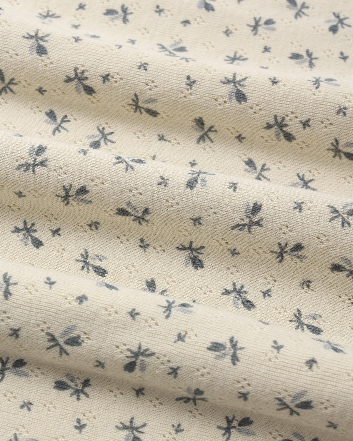 Pointelle Baby Blanket - Blue Ditsy Natural