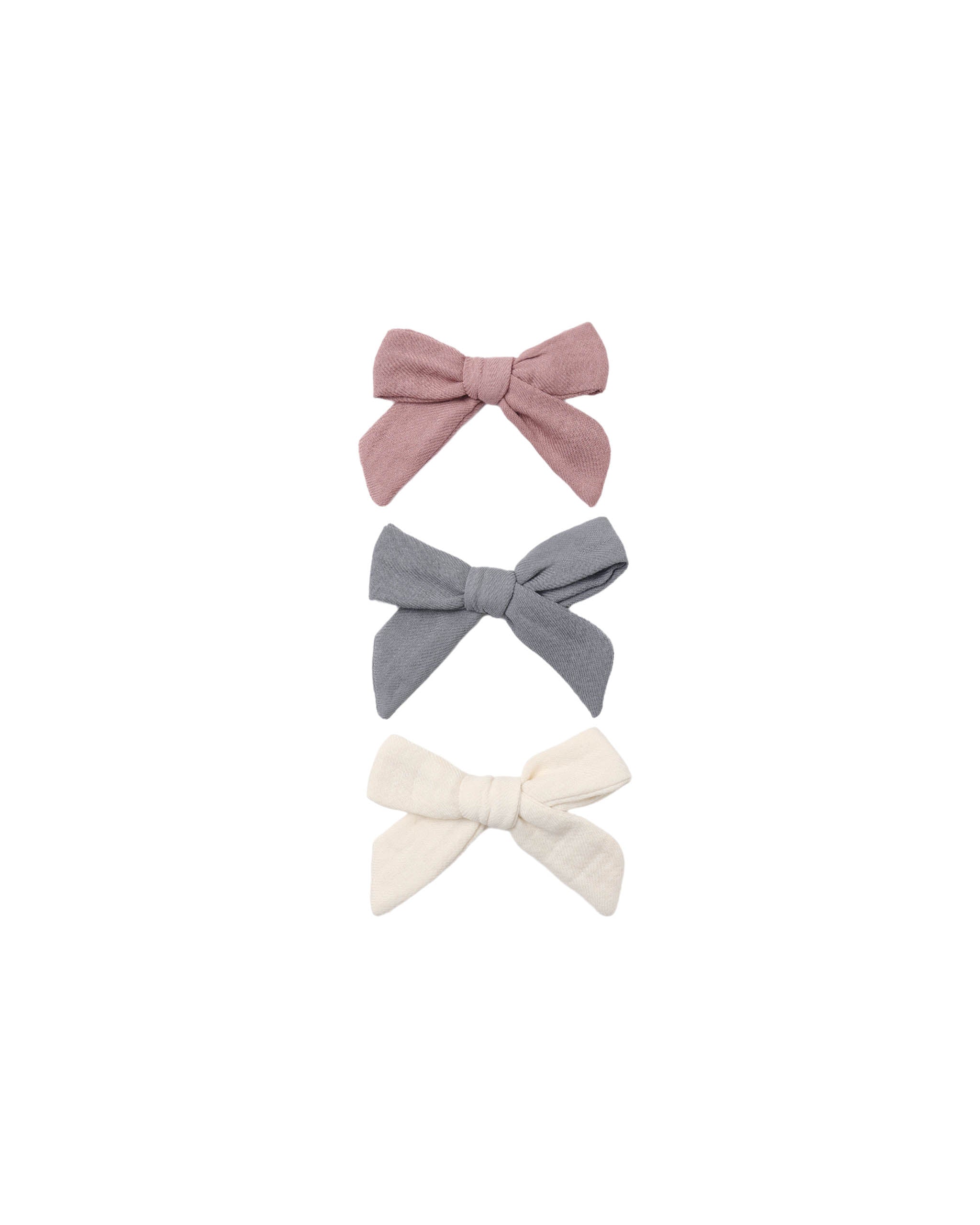Bow W. Clip, Set of 3 - Mulberry, Slate, Natural