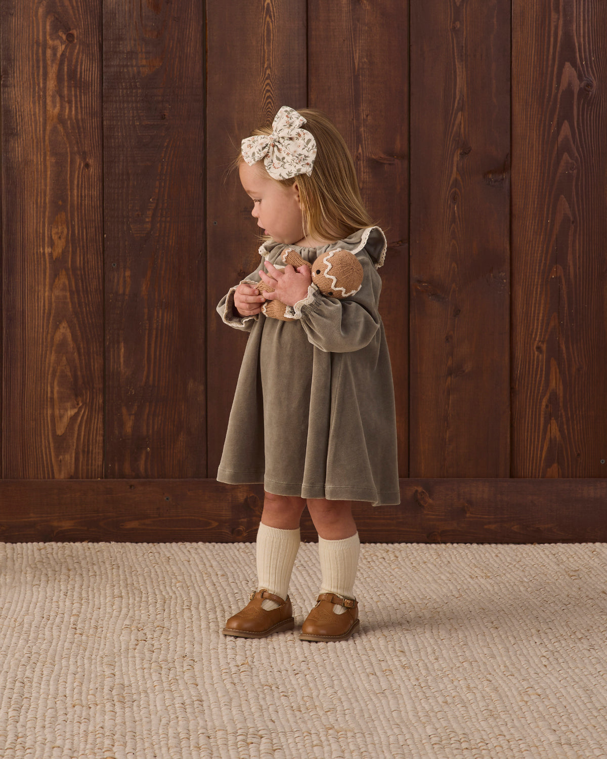 Velour Baby Dress - Spruce