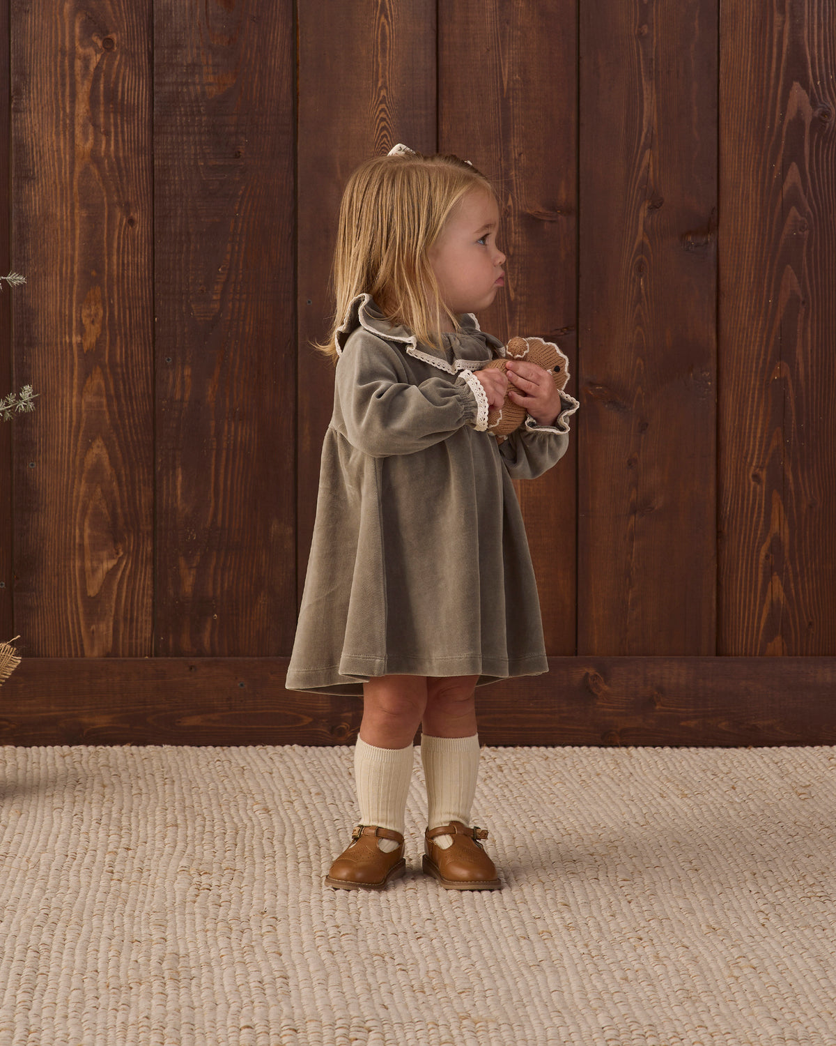 Velour Baby Dress - Spruce