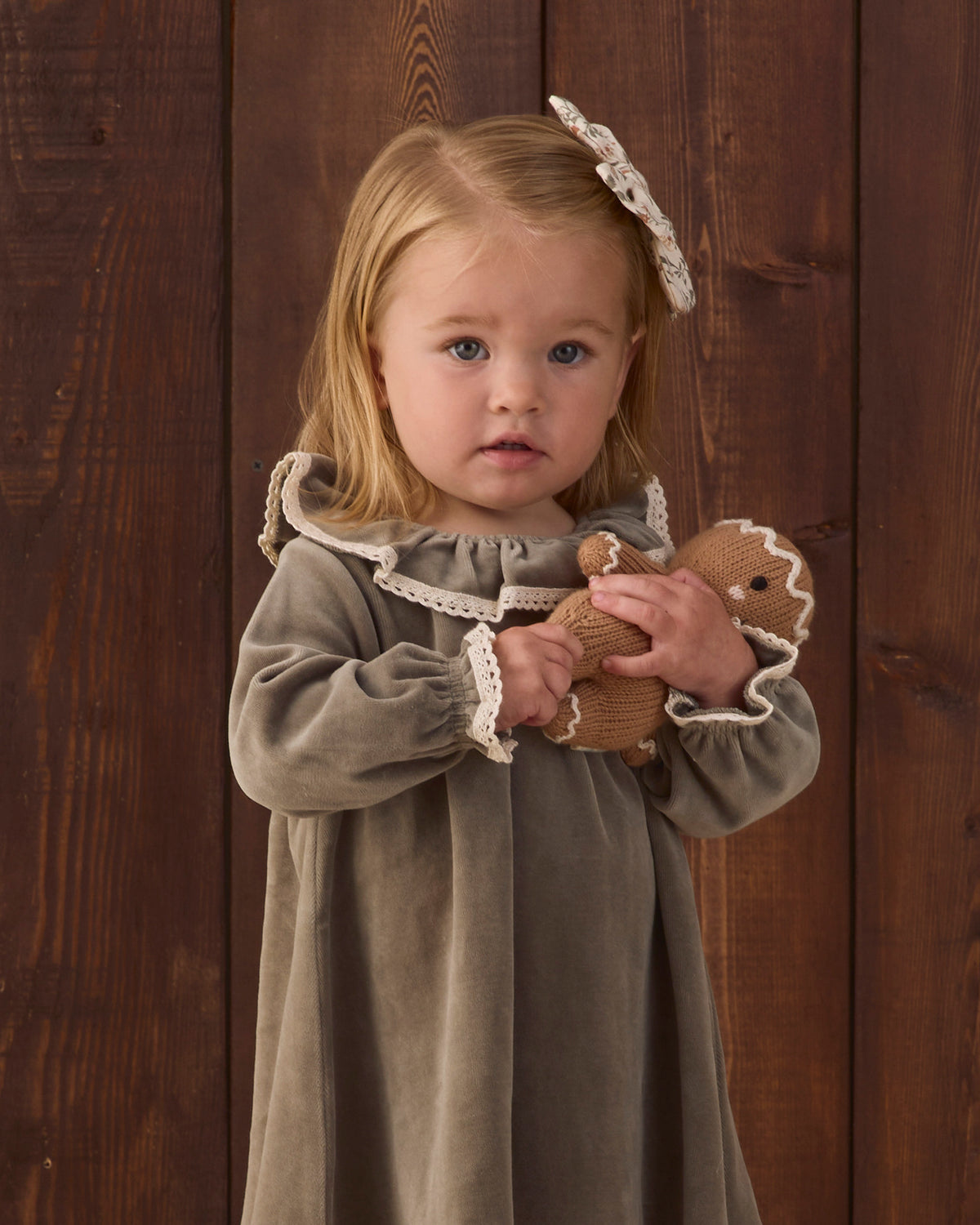 Velour Baby Dress - Spruce