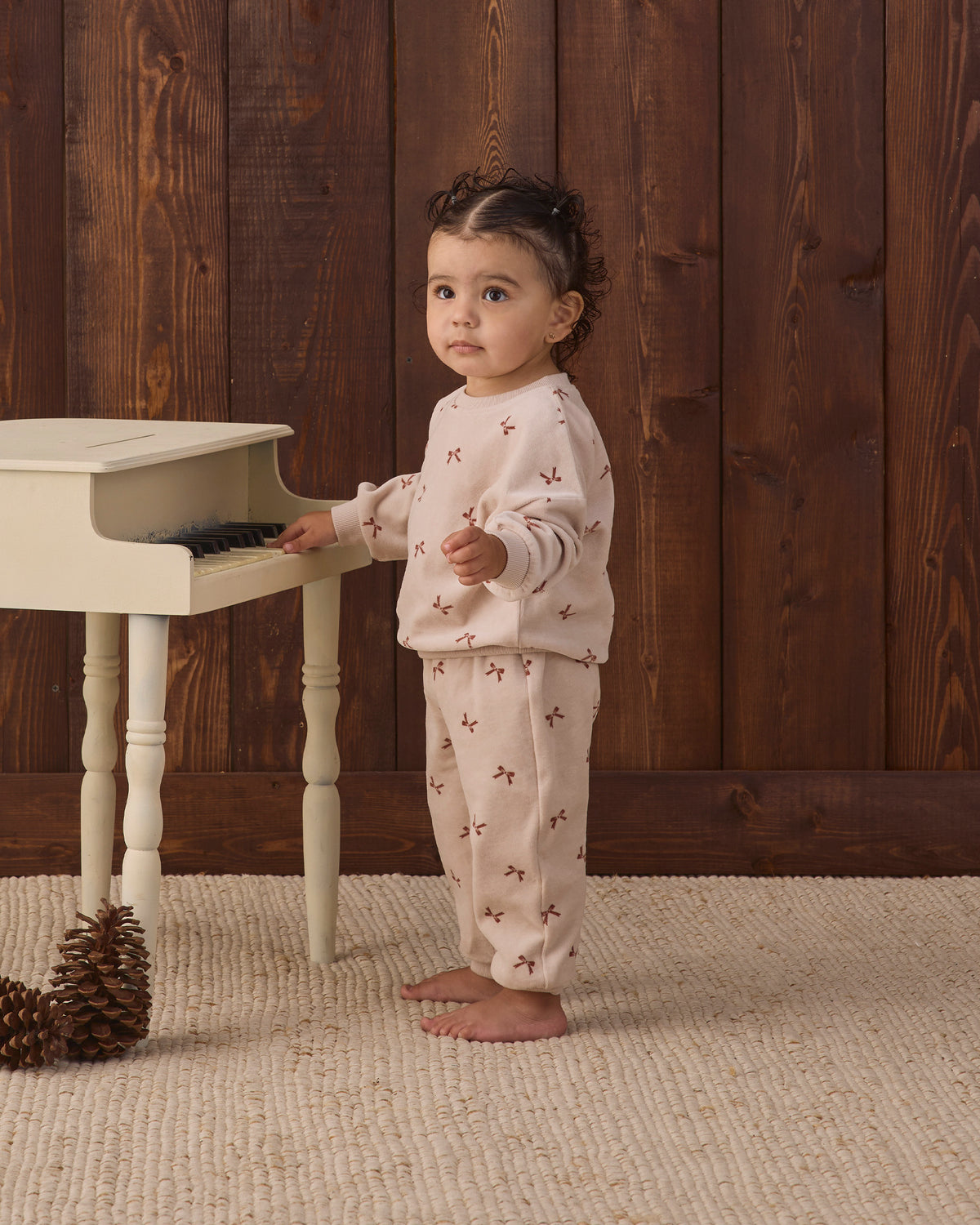 Velour Relaxed Sweatshirt & Sweatpant- Red Bows