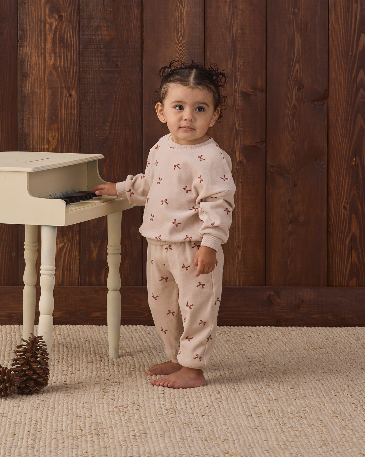 Velour Relaxed Sweatshirt & Sweatpant- Red Bows