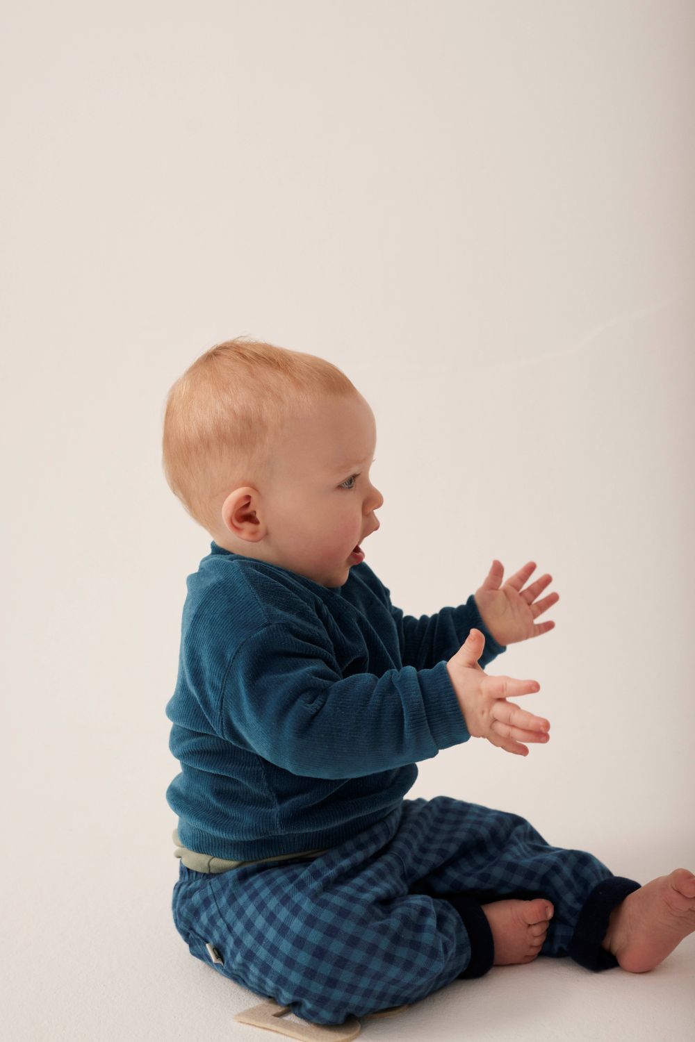 Gingham Flannel Baby Pants - Blue Midnight