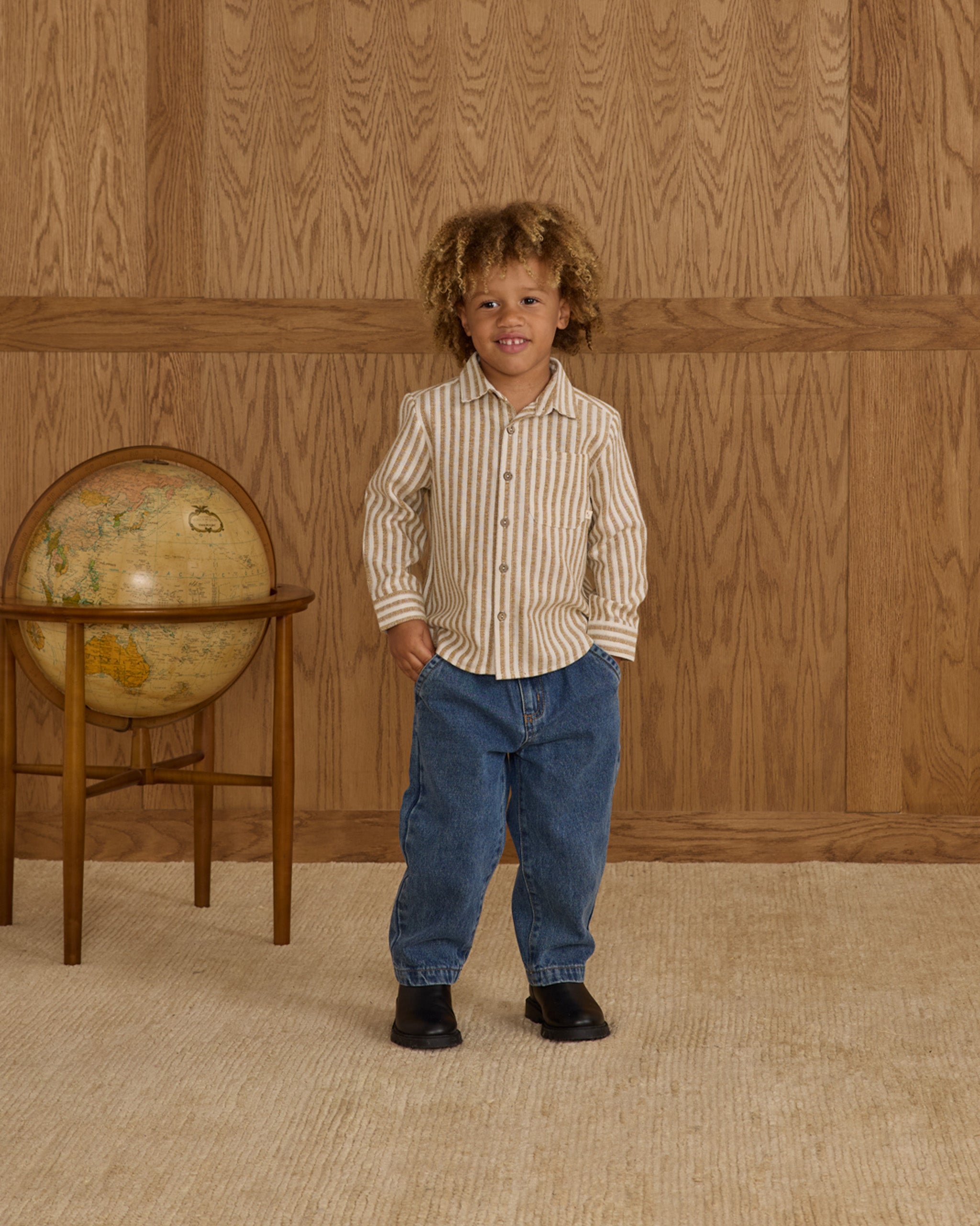 Collared Long Sleeve Shirt || Golden Stripe