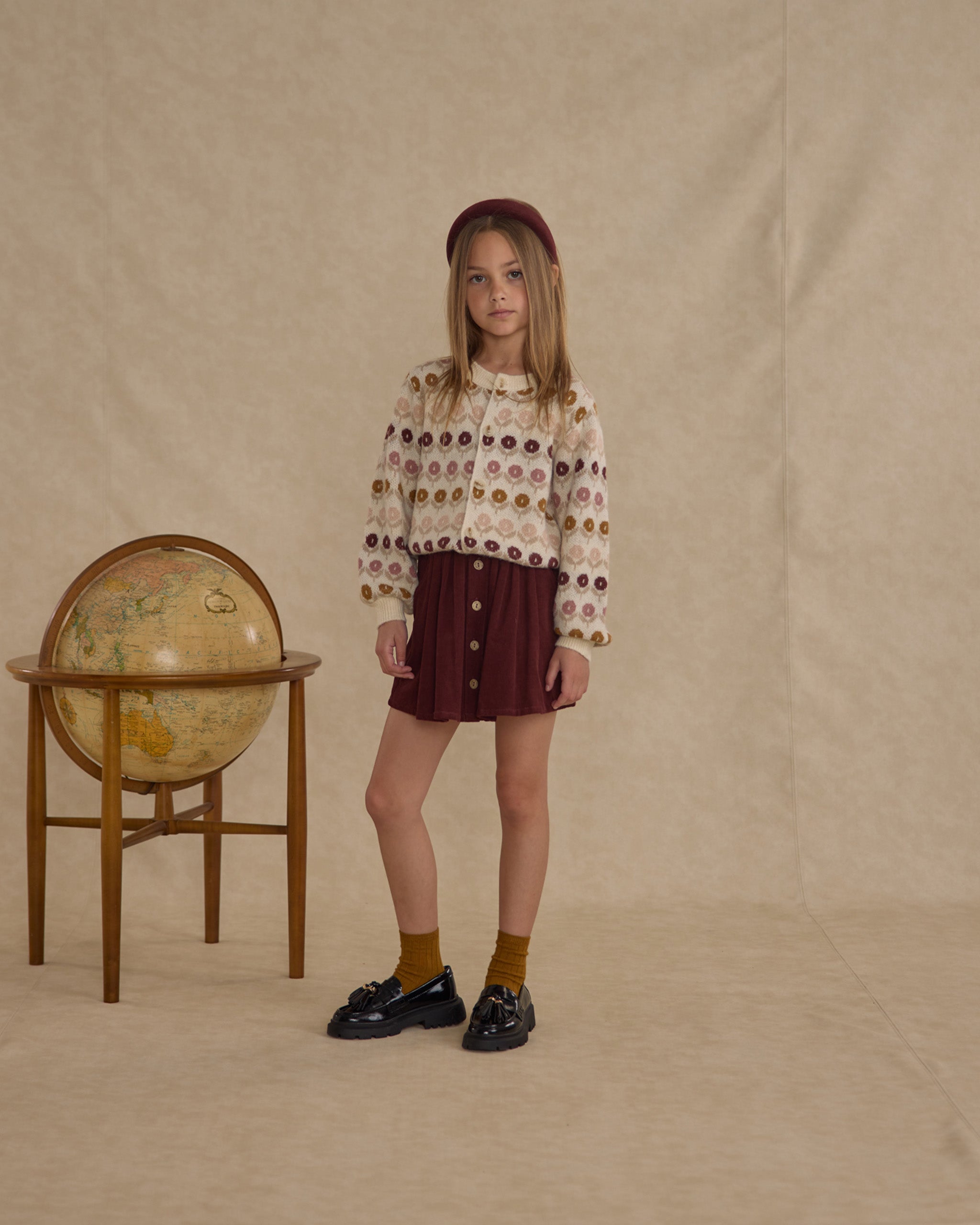 Button Front Mini Skirt || Burgundy