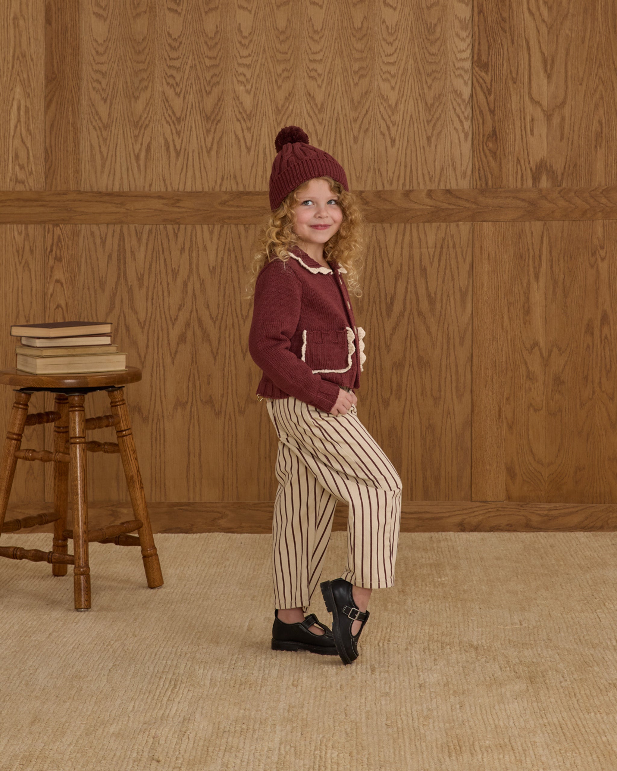 Barrel Pant || Burgundy Pinstripe