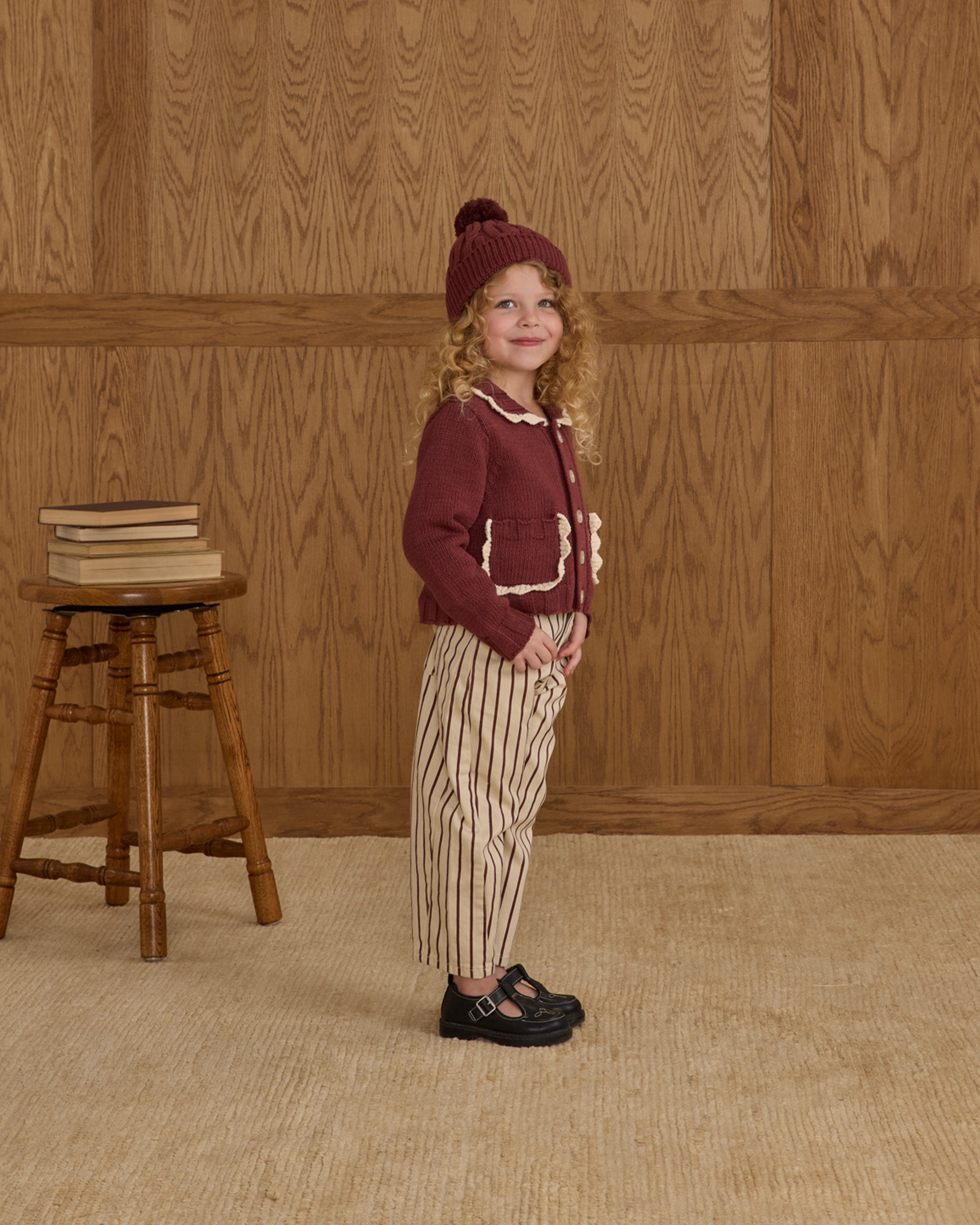 Barrel Pant || Burgundy Pinstripe