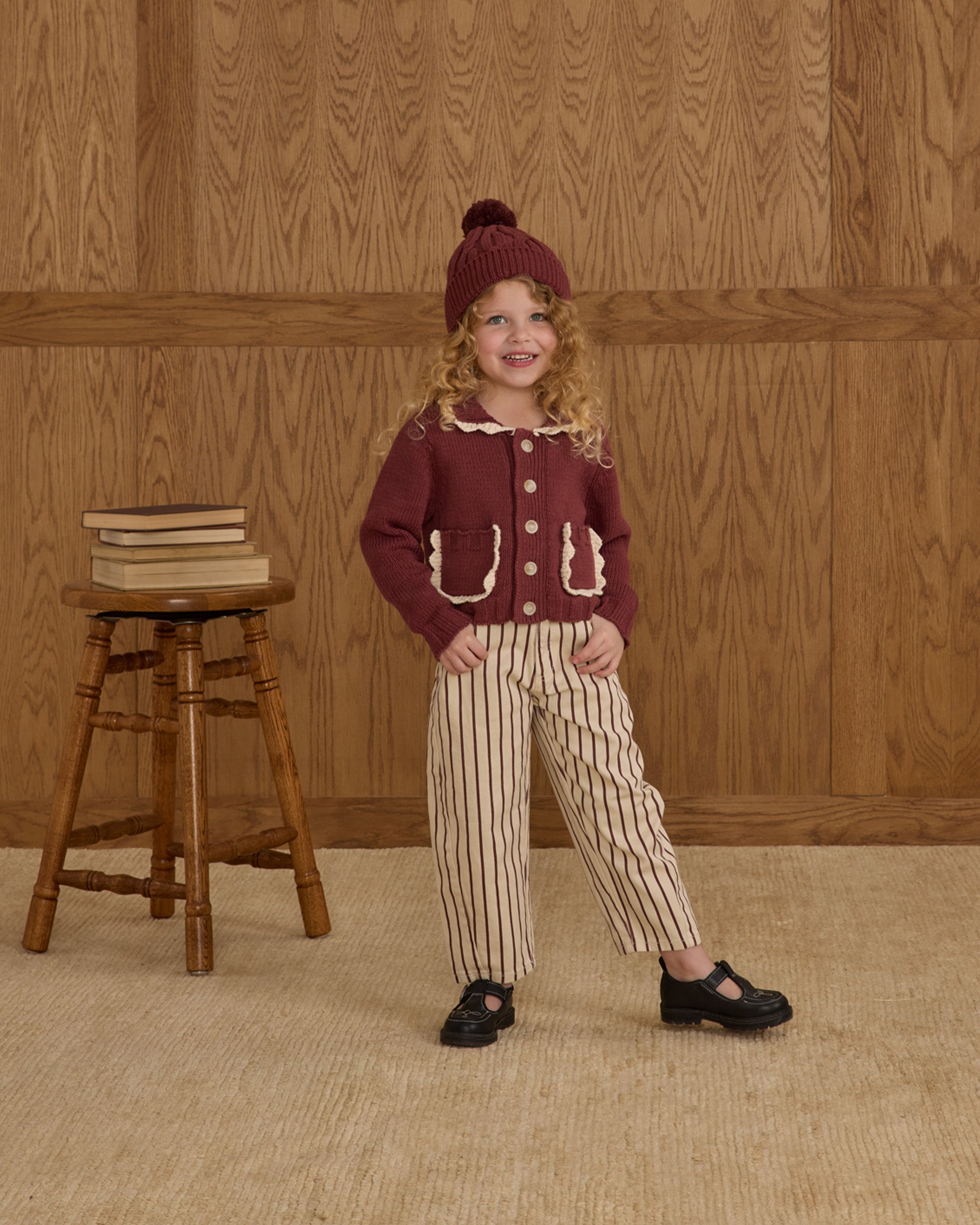 Barrel Pant || Burgundy Pinstripe
