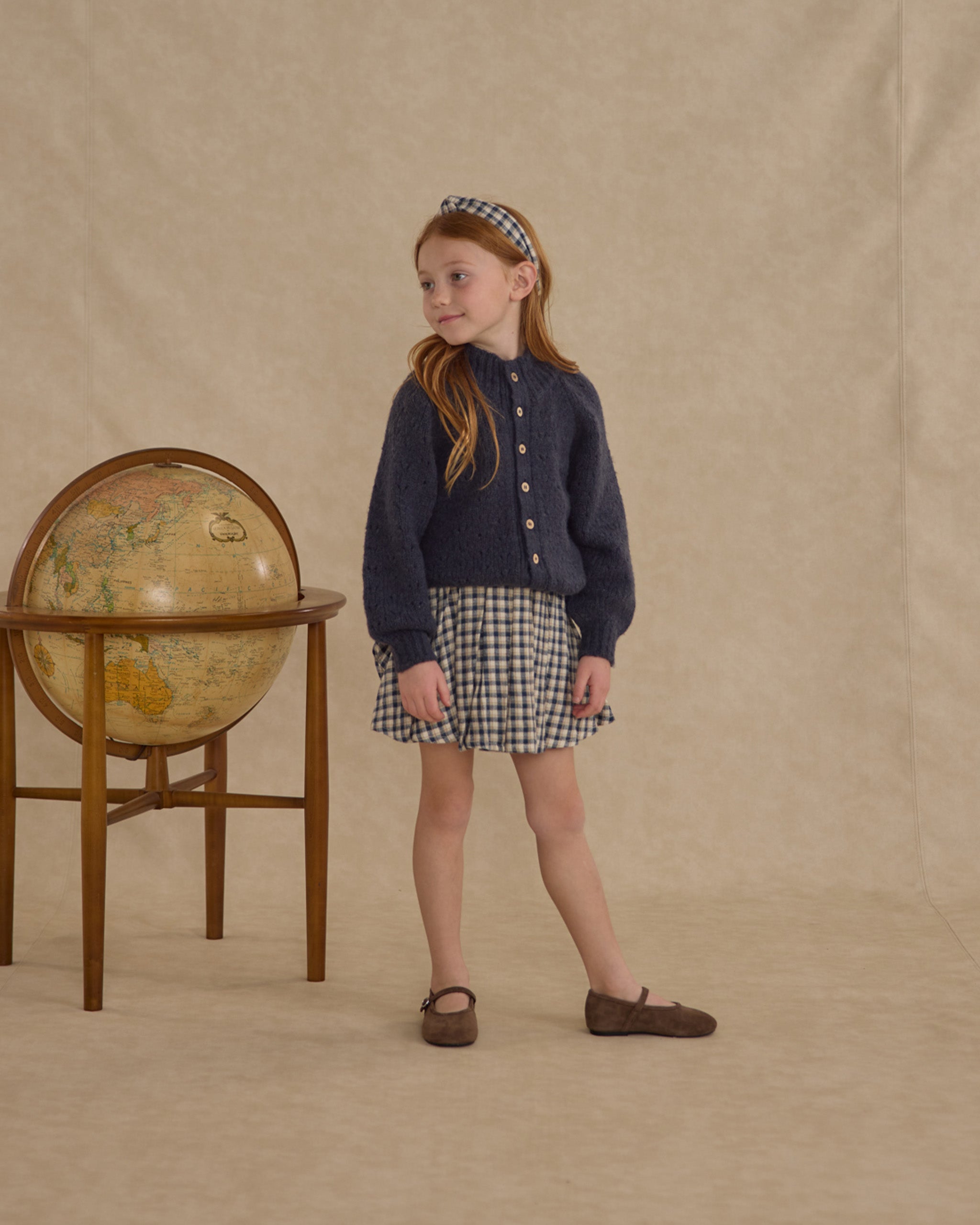 Pleated Mini Skirt || Navy Check