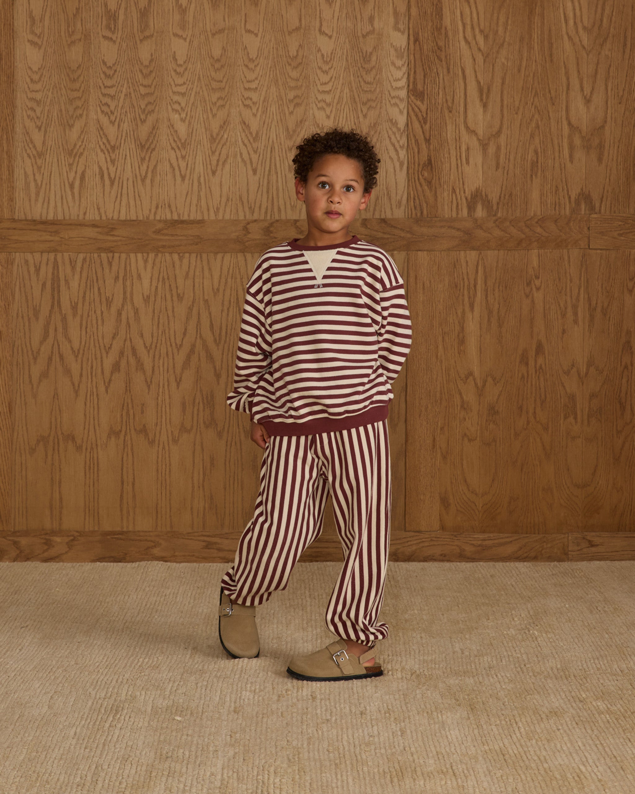 Relaxed Jogger || Burgundy Stripe