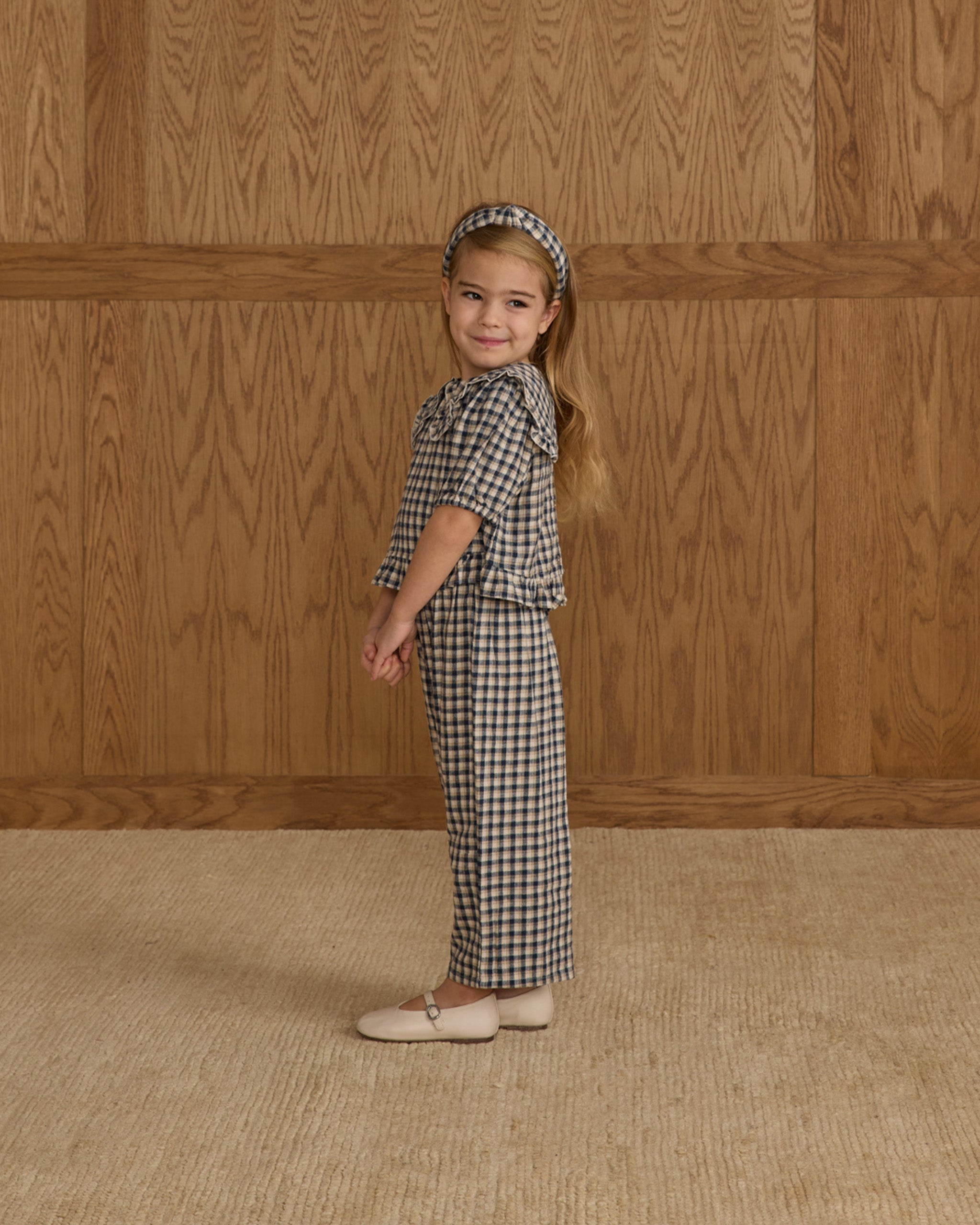 Wide Leg Pant || Navy Check