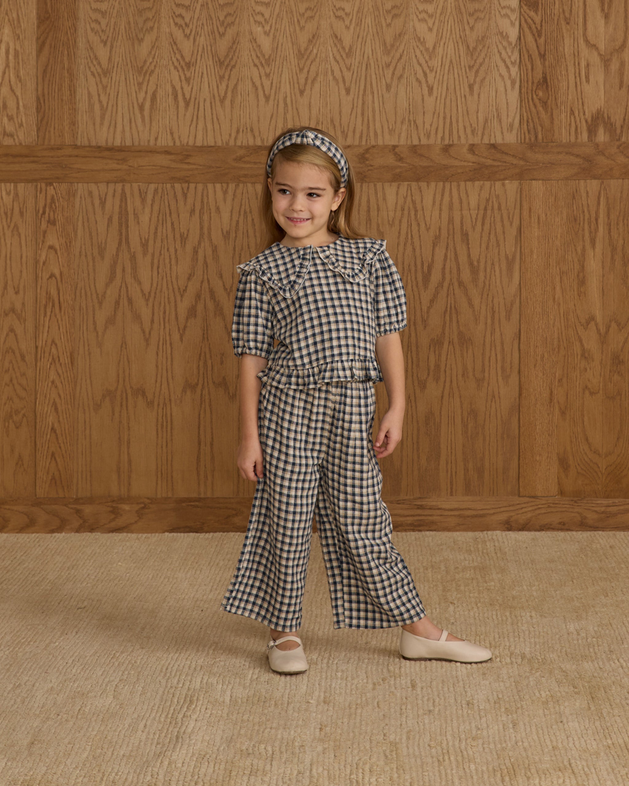 Wide Leg Pant || Navy Check