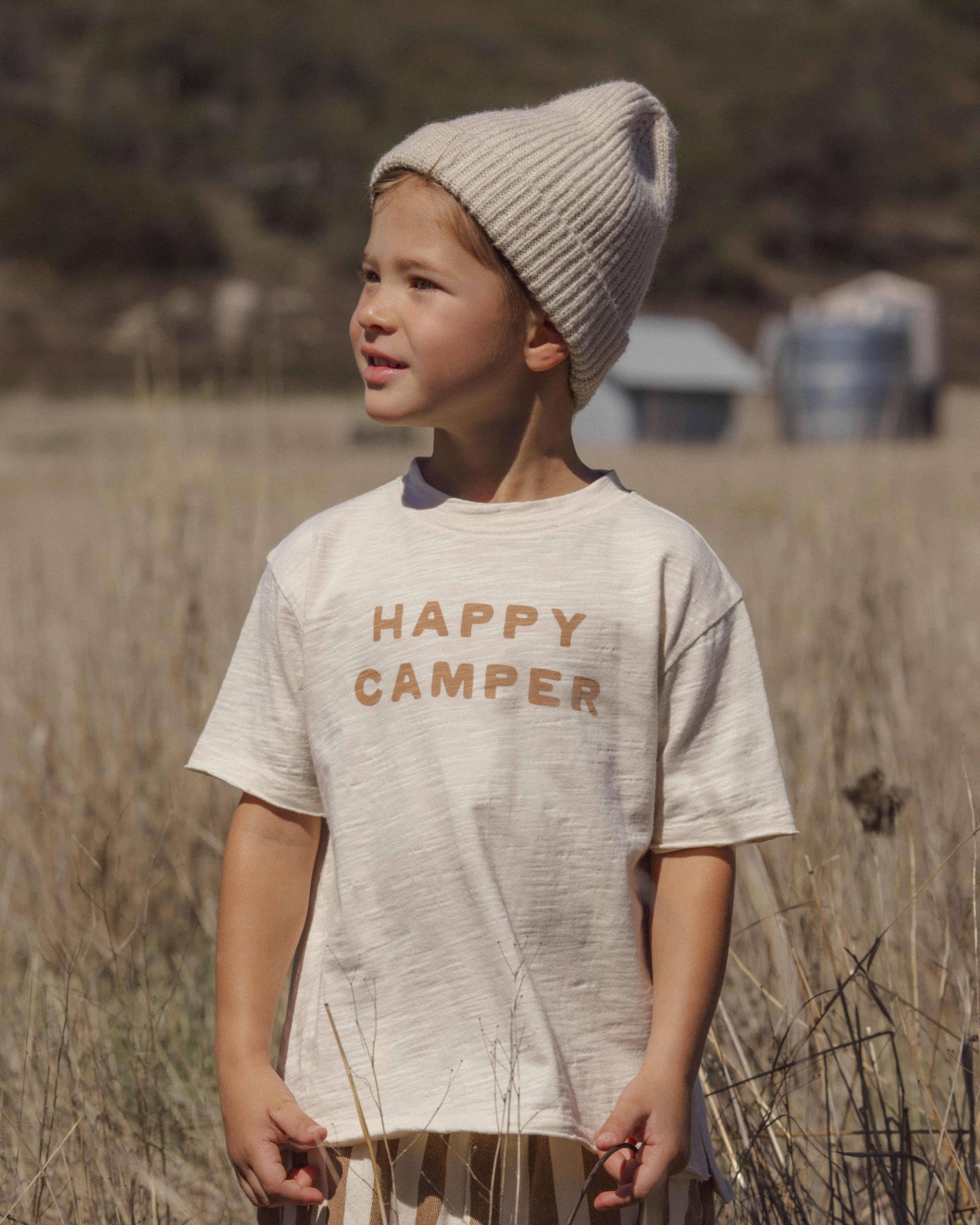 Raw Edge Tee Happy Camper - Natural