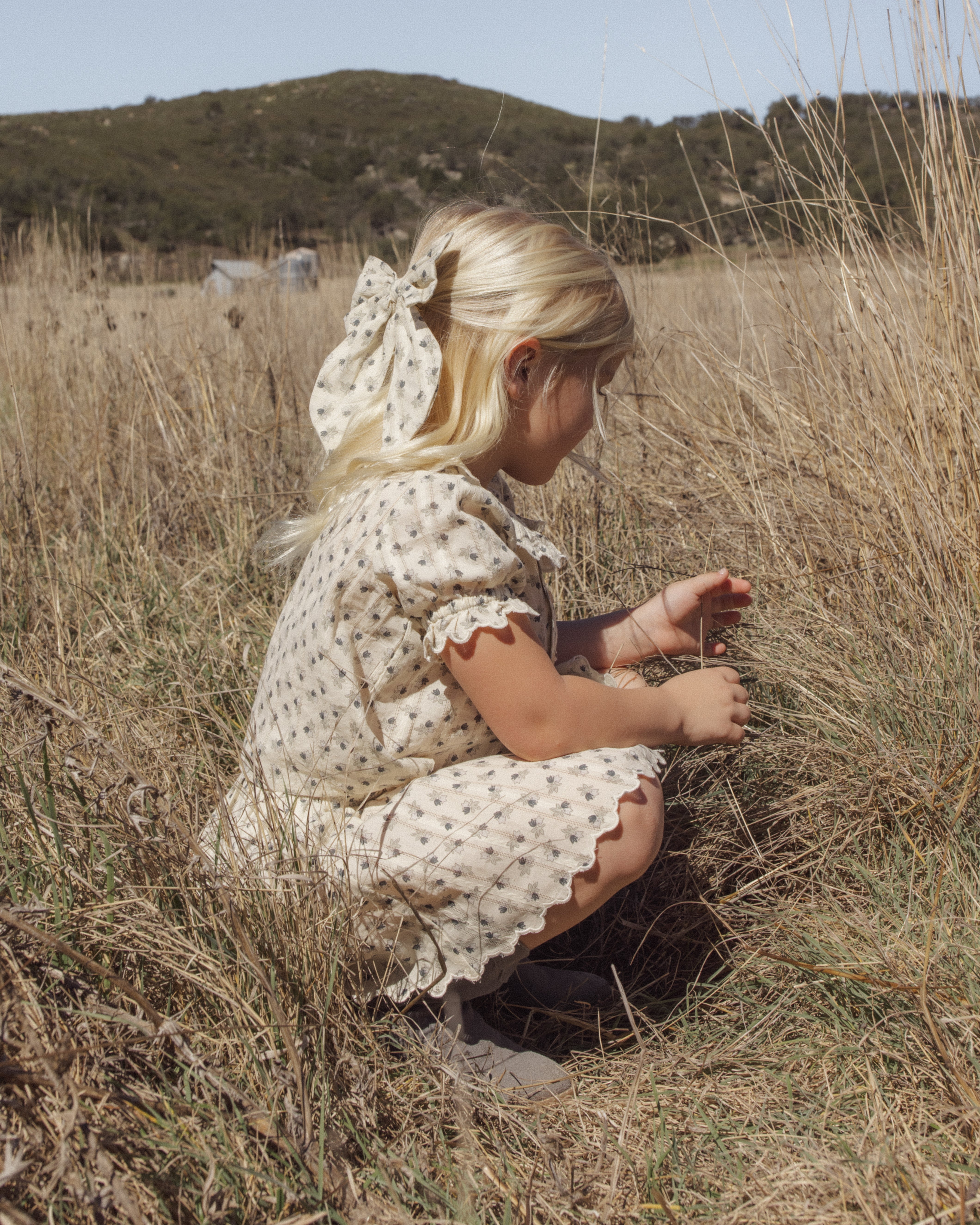 Smocked V Mini Skirt Vintage Fleur - Natural