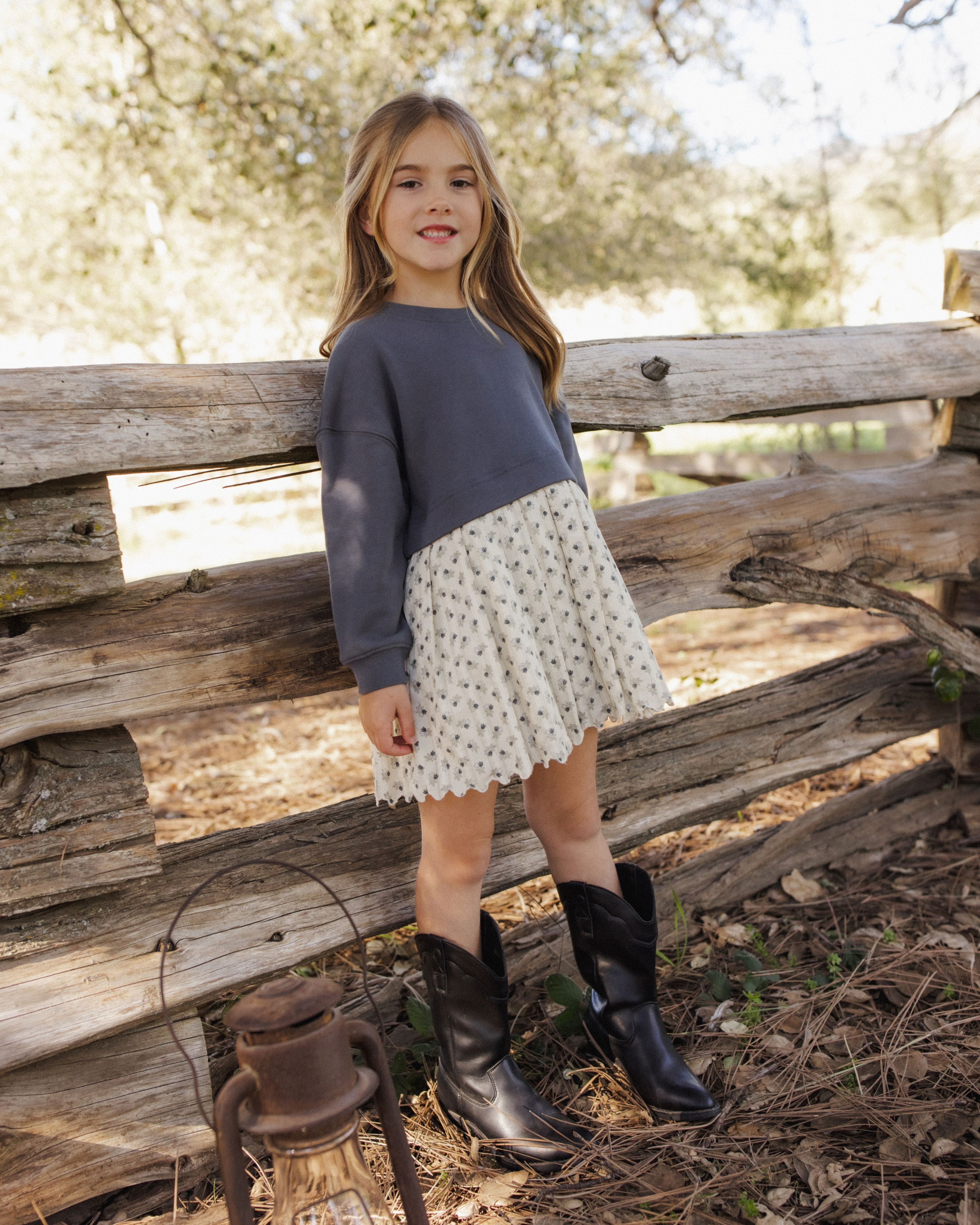 Smocked V Mini Skirt Vintage Fleur - Natural