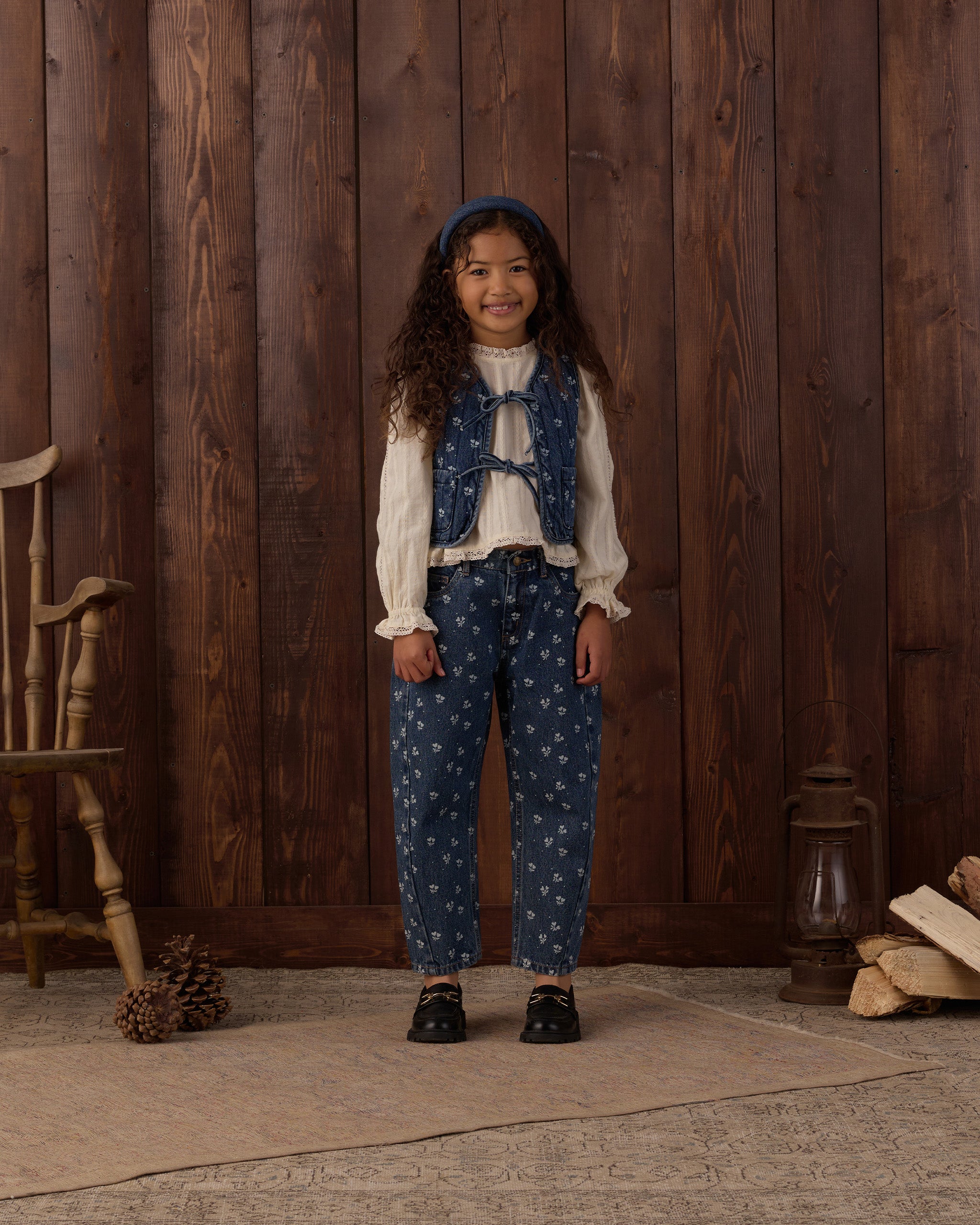 Denim Vest Heart Ditsy - Indigo
