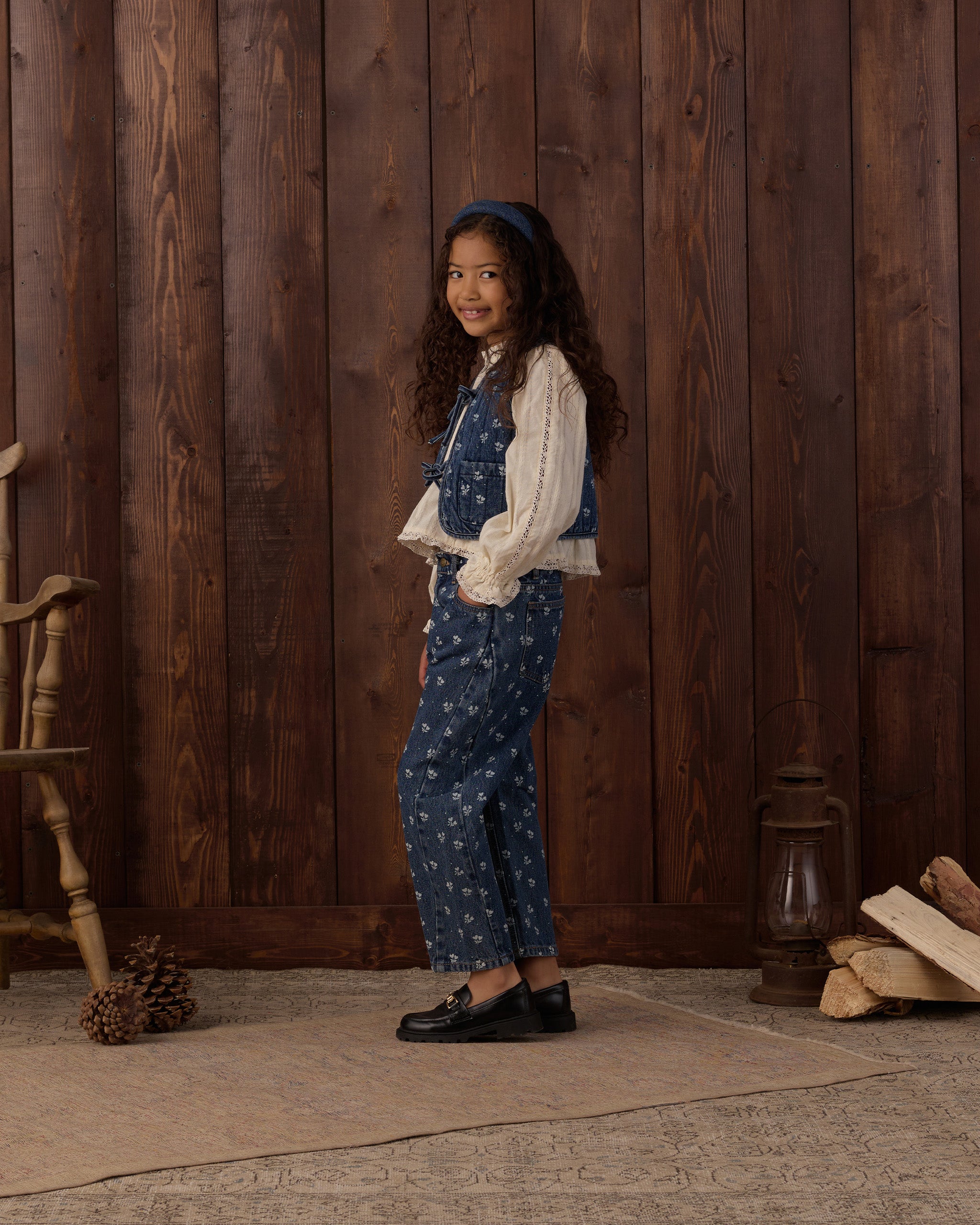 Denim Vest Heart Ditsy - Indigo