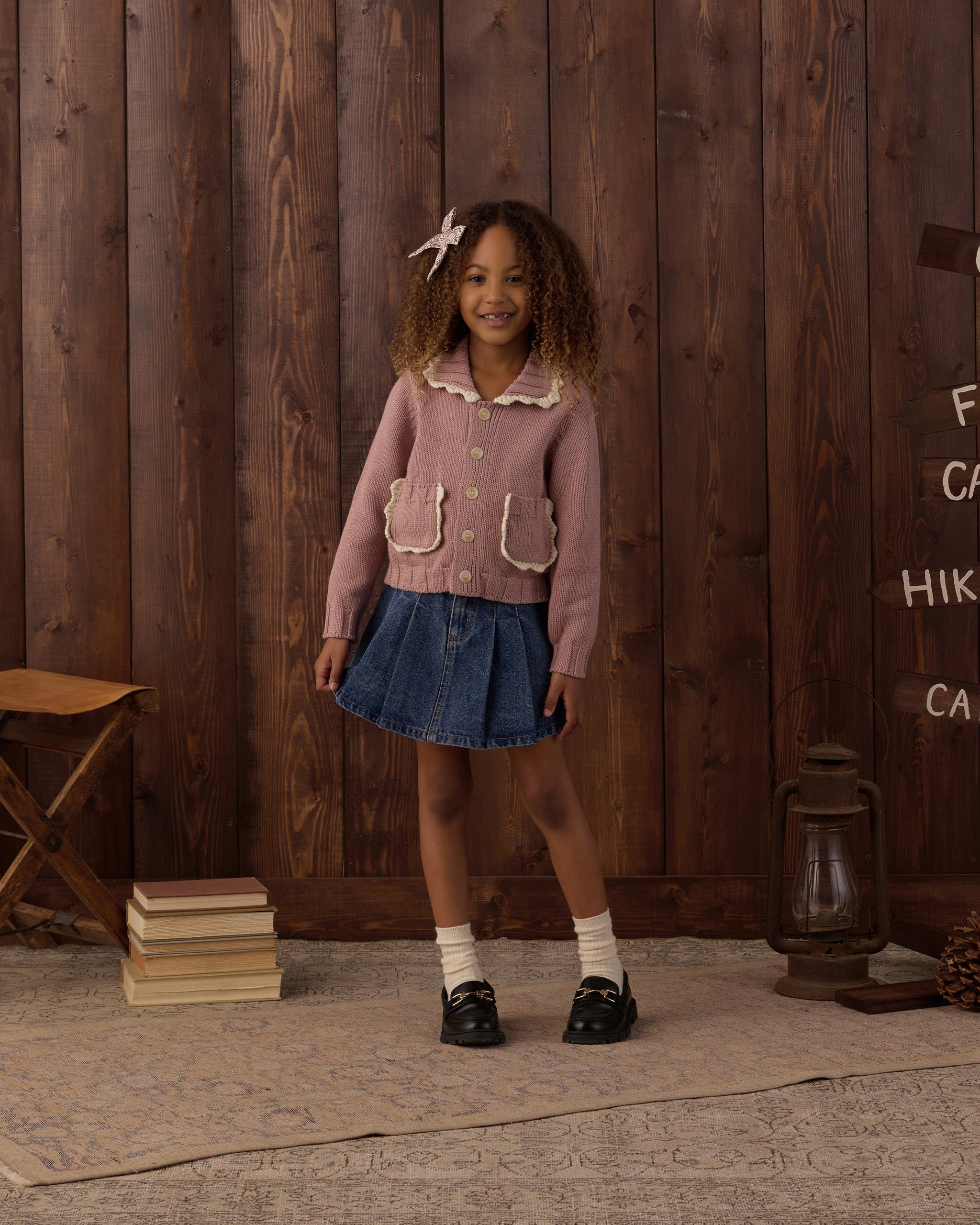Collared Cardigan - Rosewood