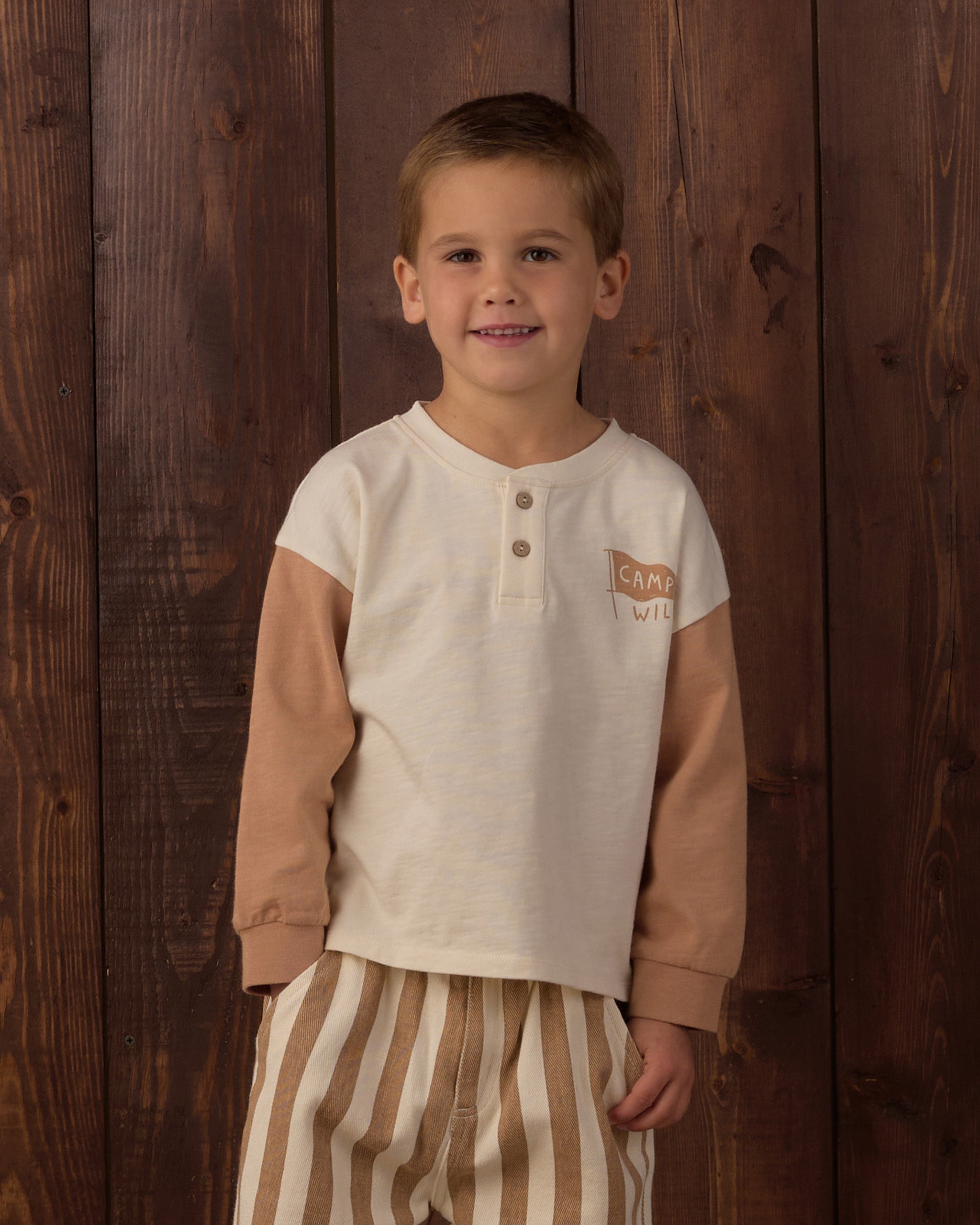 Relaxed Long Sleeve Henley Camp Wild - Natural