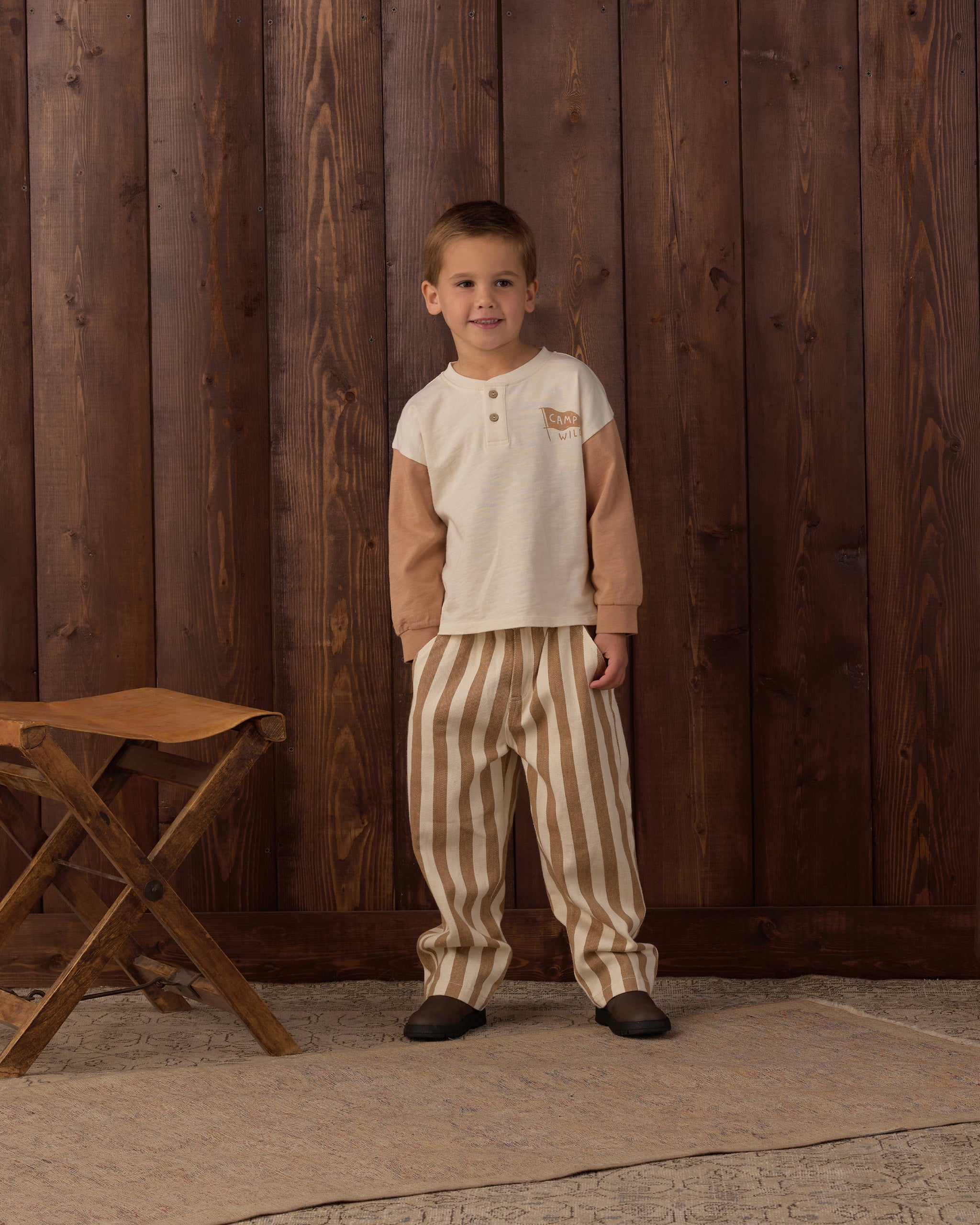 Relaxed Long Sleeve Henley Camp Wild - Natural