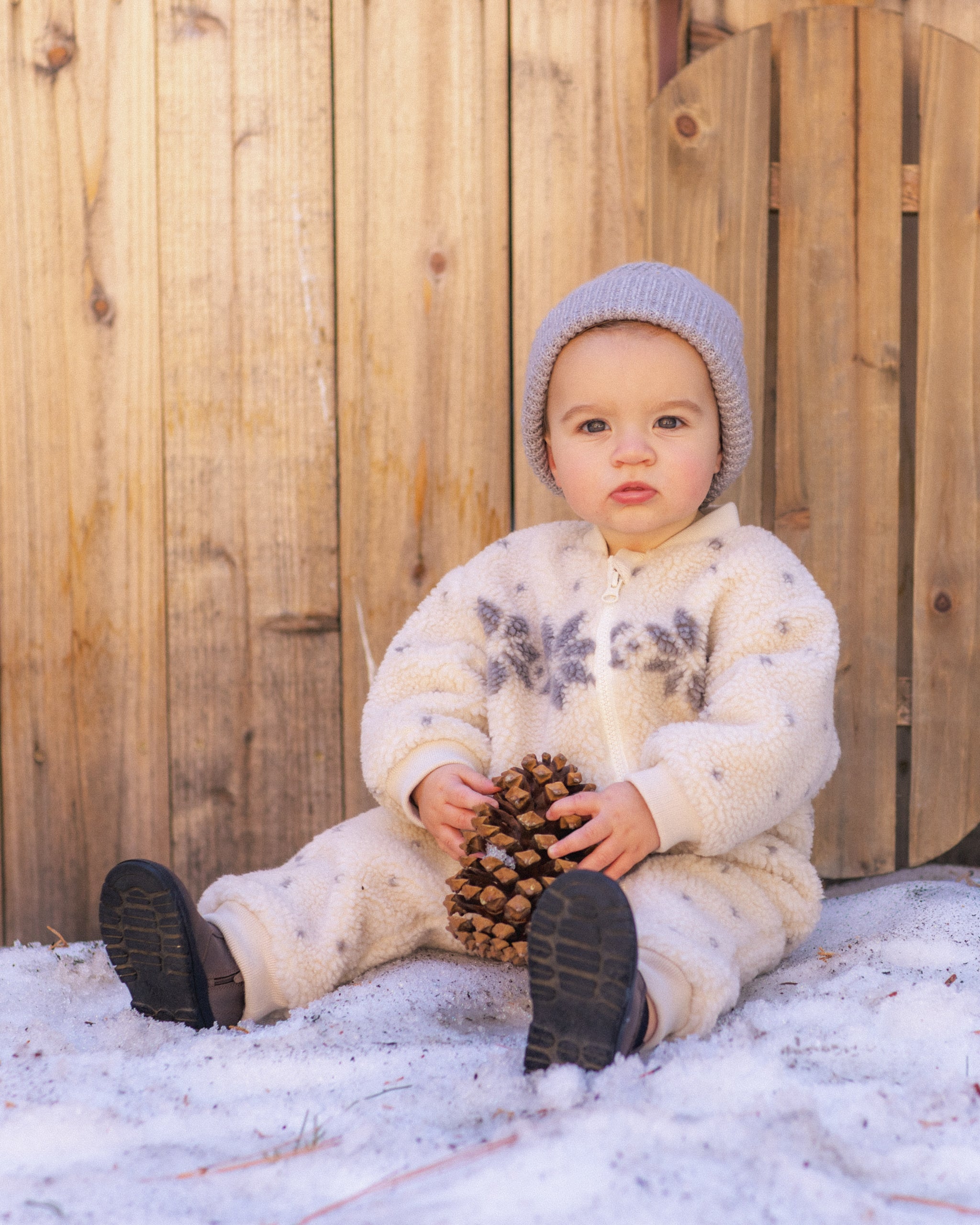Shearling Baby Jumpsuit - Natural Fair Isle