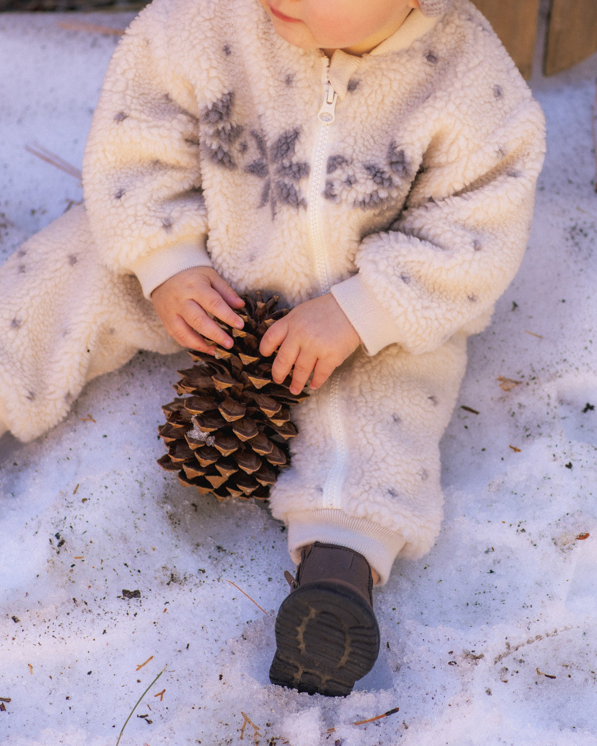 Shearling Baby Jumpsuit - Natural Fair Isle