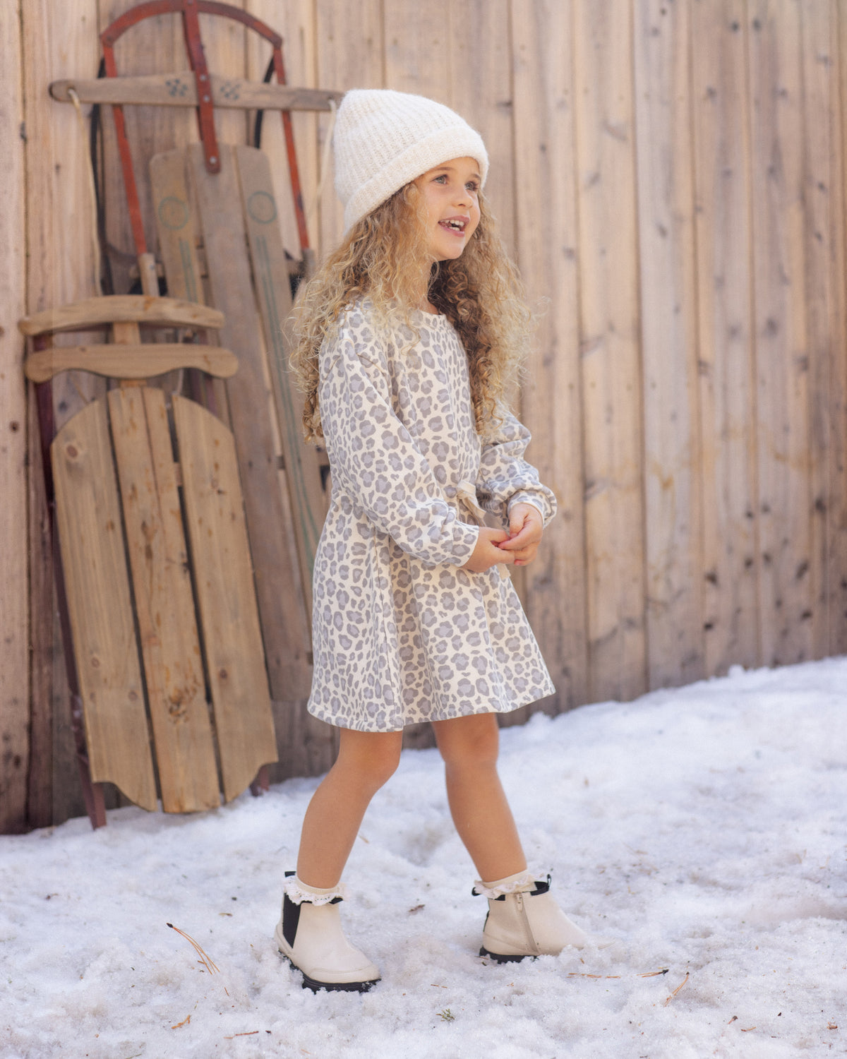 Tate Dress - Blue Leopard Natural