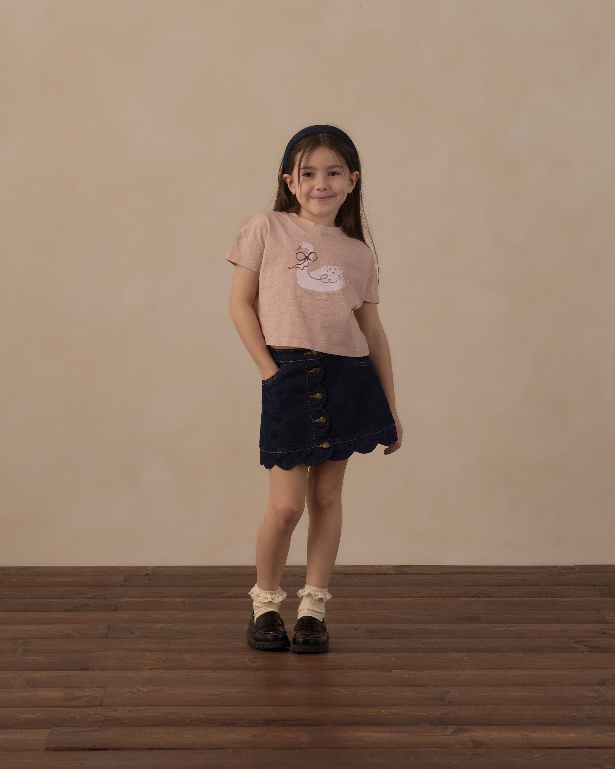 Scallop Mini Skirt - Dark Indigo