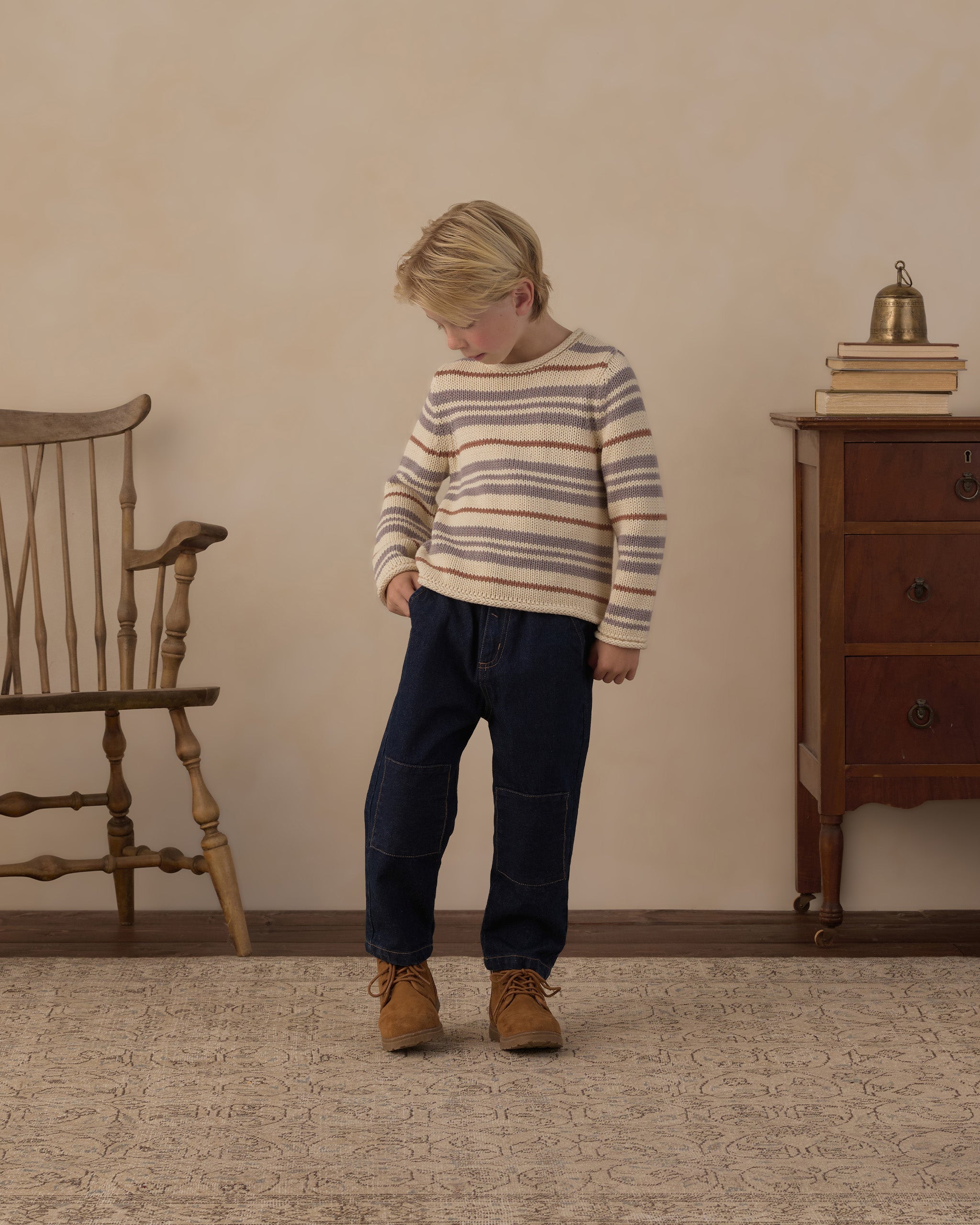 Jacques Sweater - Dusty Blue Stripe Natural