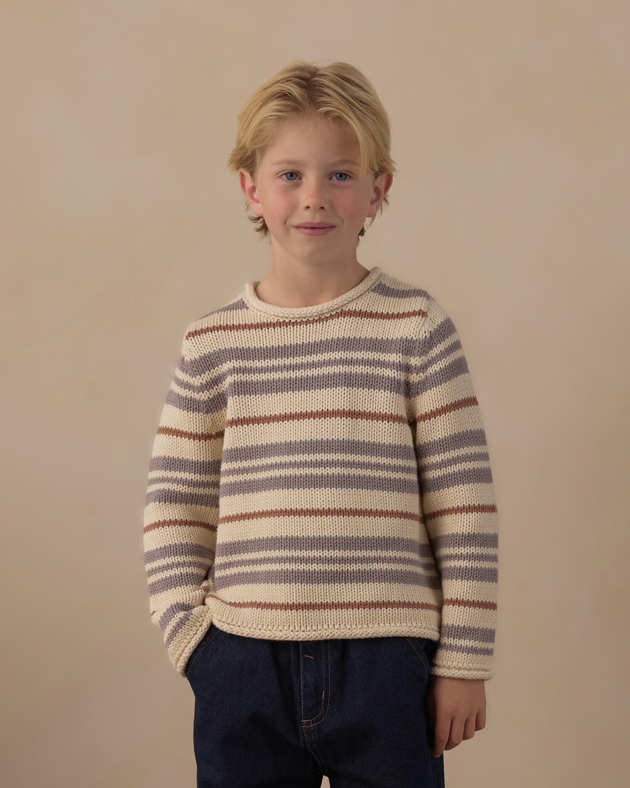 Jacques Sweater - Dusty Blue Stripe Natural