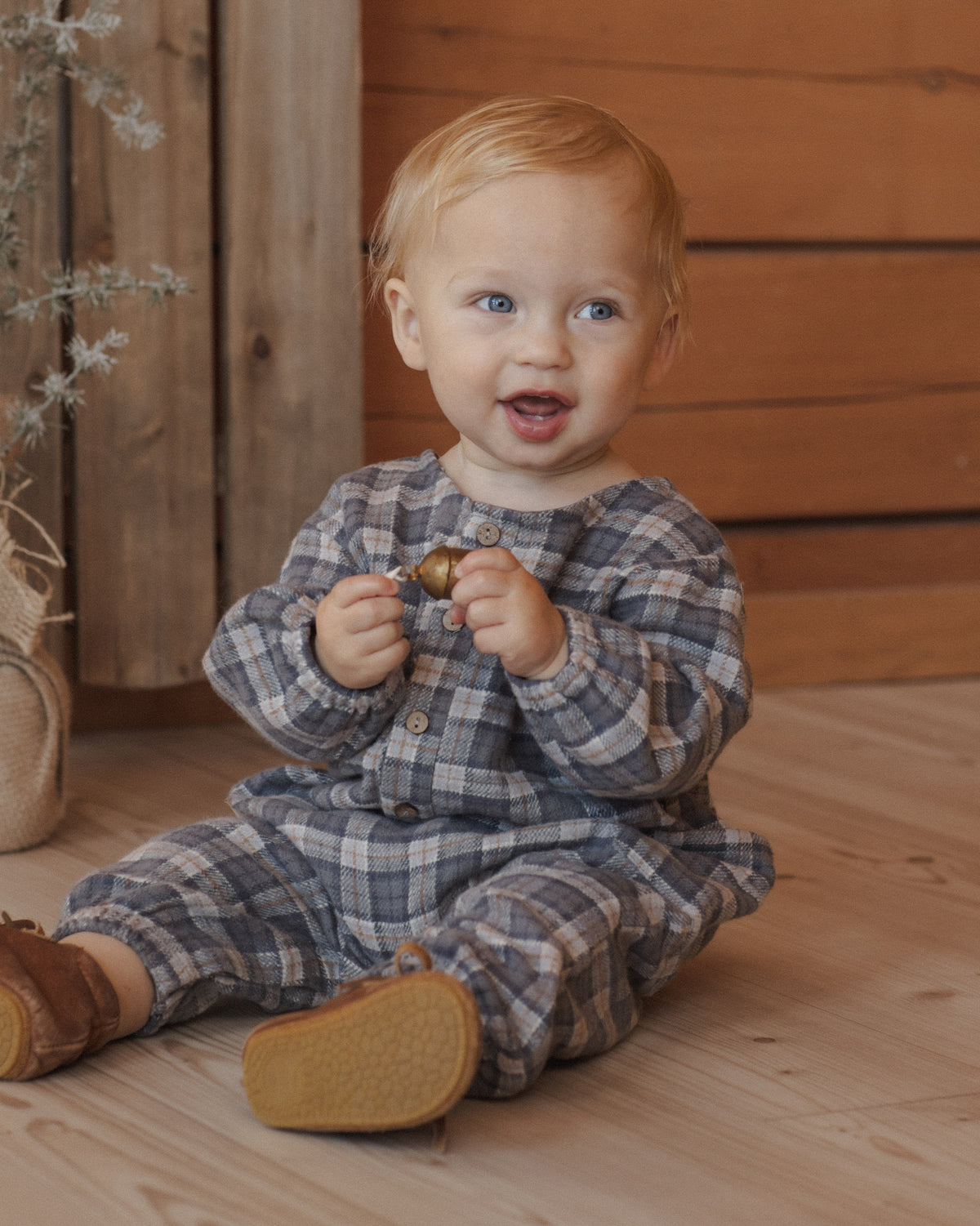 Relaxed Woven Jumpsuit - Winter Plaid Slate