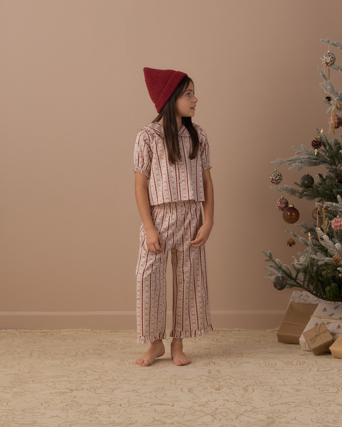 Ruffle Pajamas - Candy Cane Lane Antique