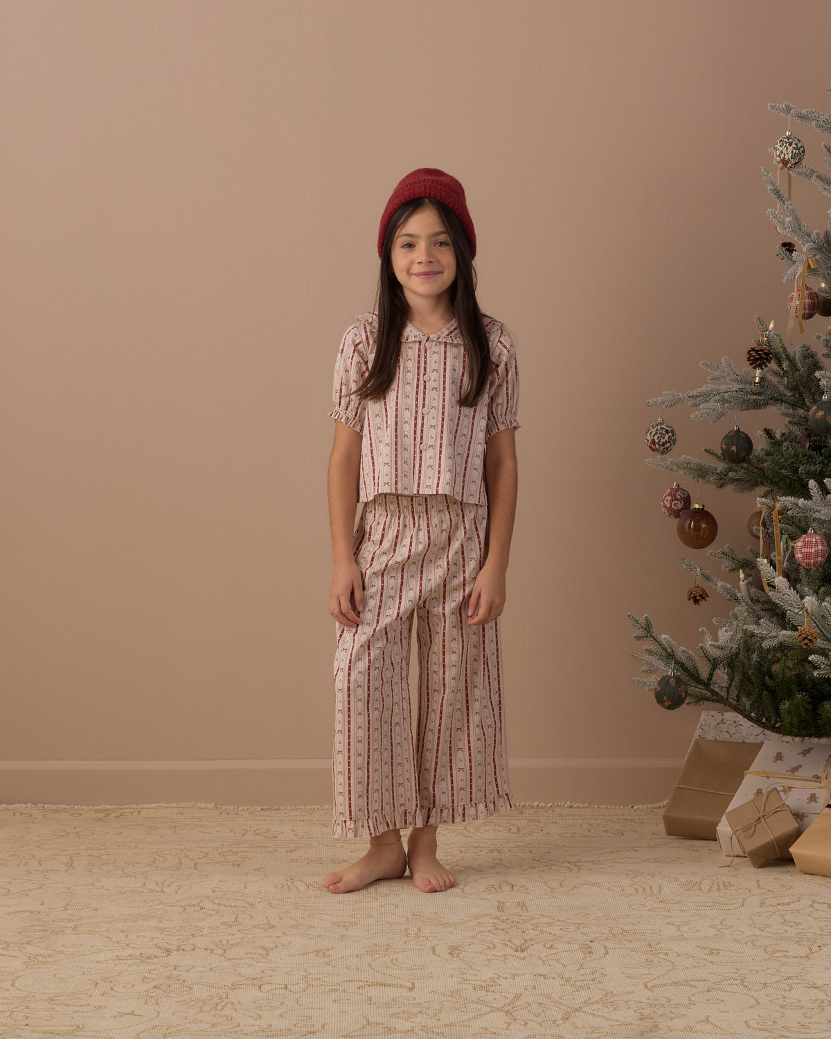 Ruffle Pajamas - Candy Cane Lane Antique