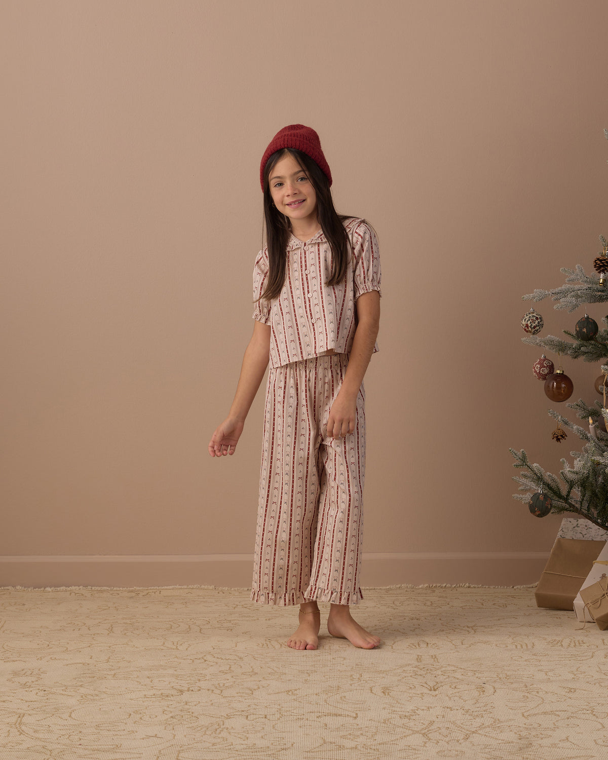 Ruffle Pajamas - Candy Cane Lane Antique