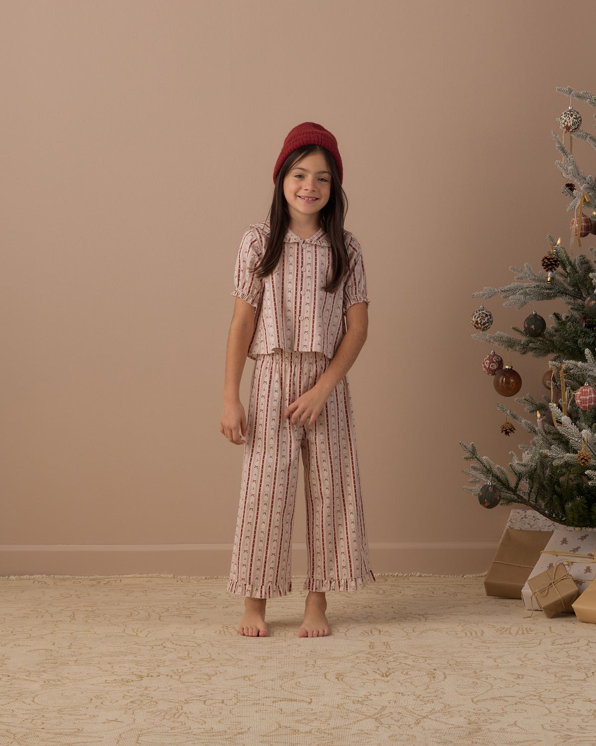 Ruffle Pajamas - Candy Cane Lane Antique