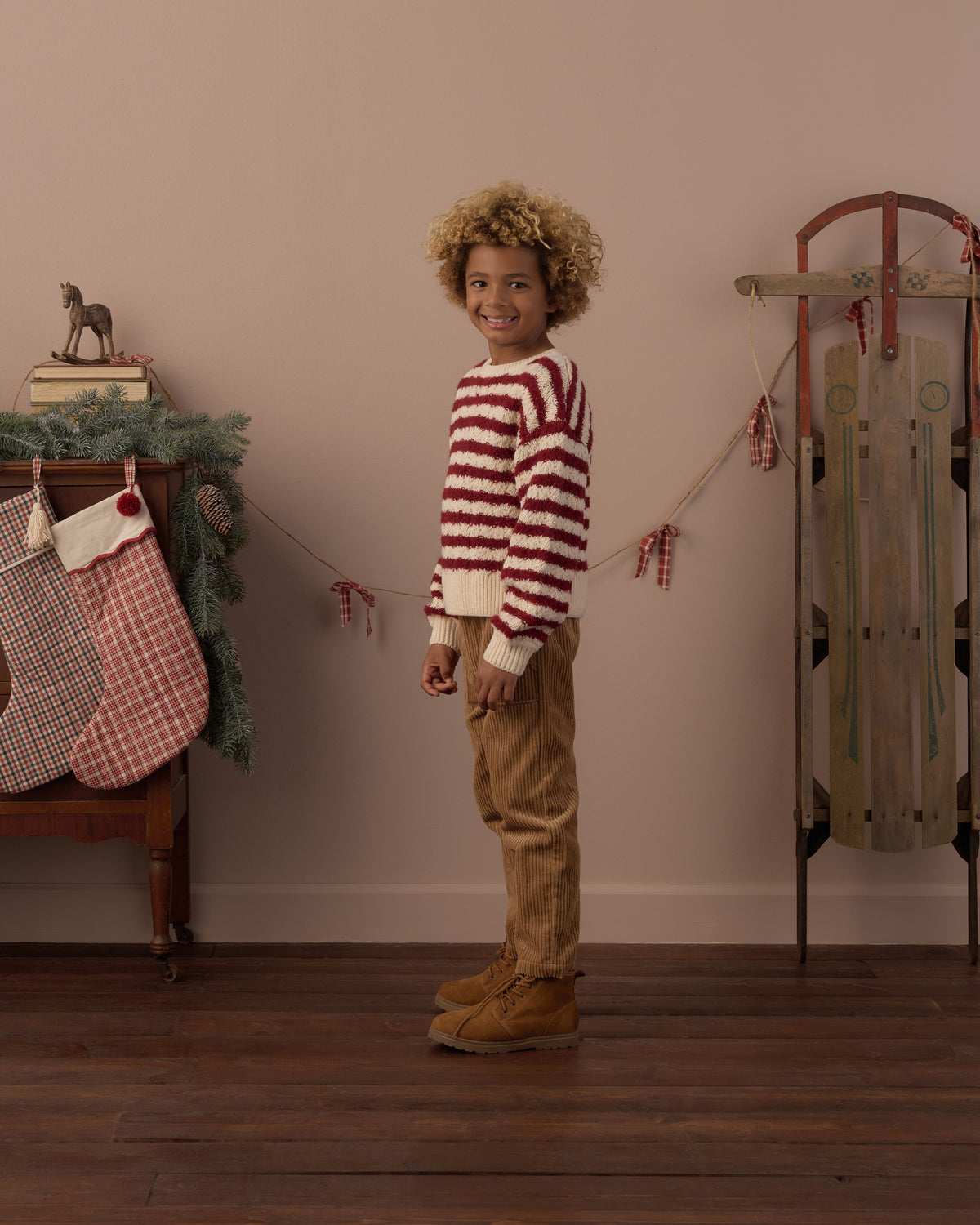 Aspen Sweater - Ruby Stripe Natural