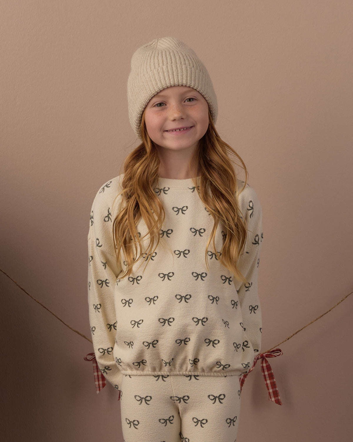 Spongey Knit Set - Evergreen Bows Natural