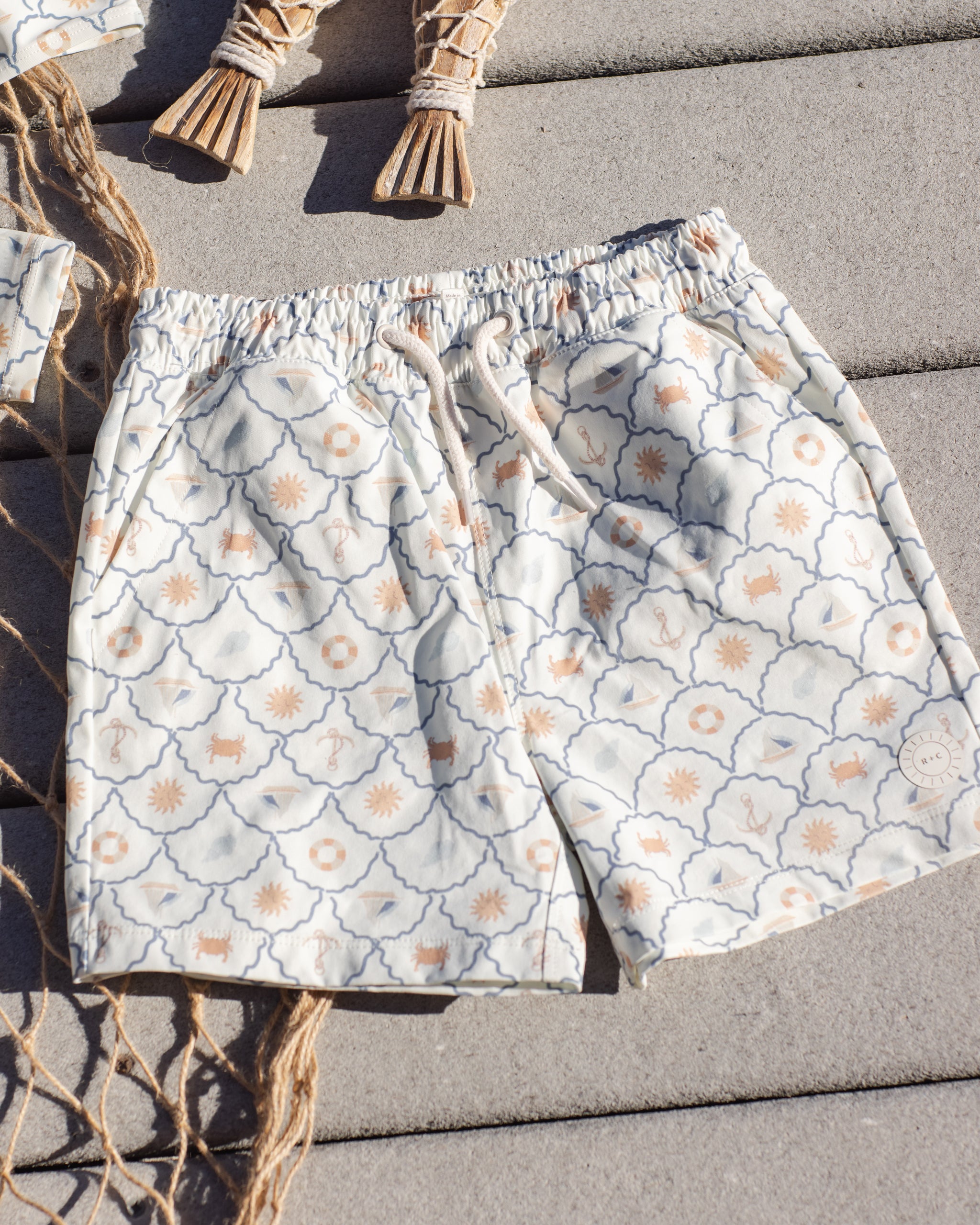 Boardshort || Nautical - Ivory
