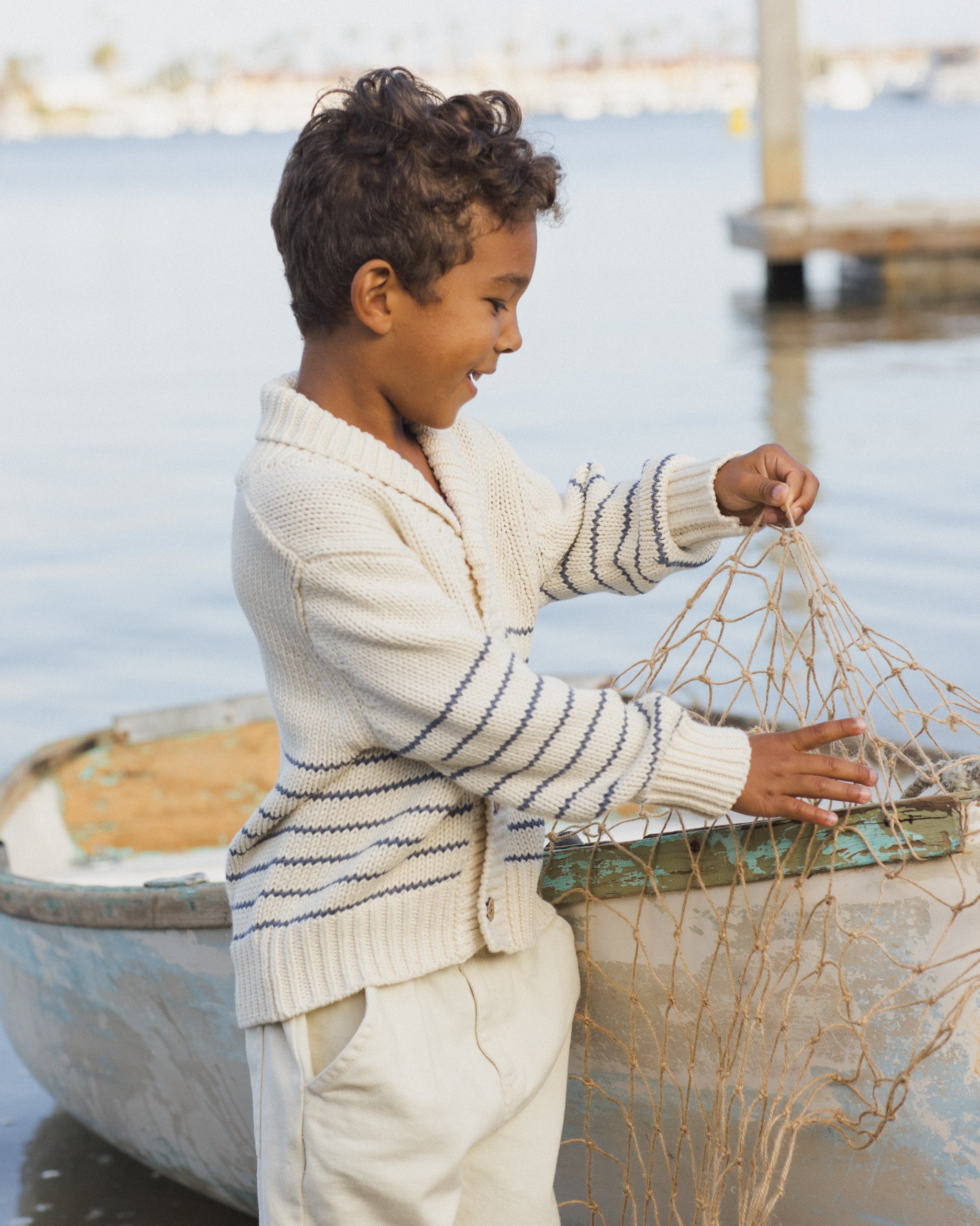 Shawl Cardigan || Natural & Marine