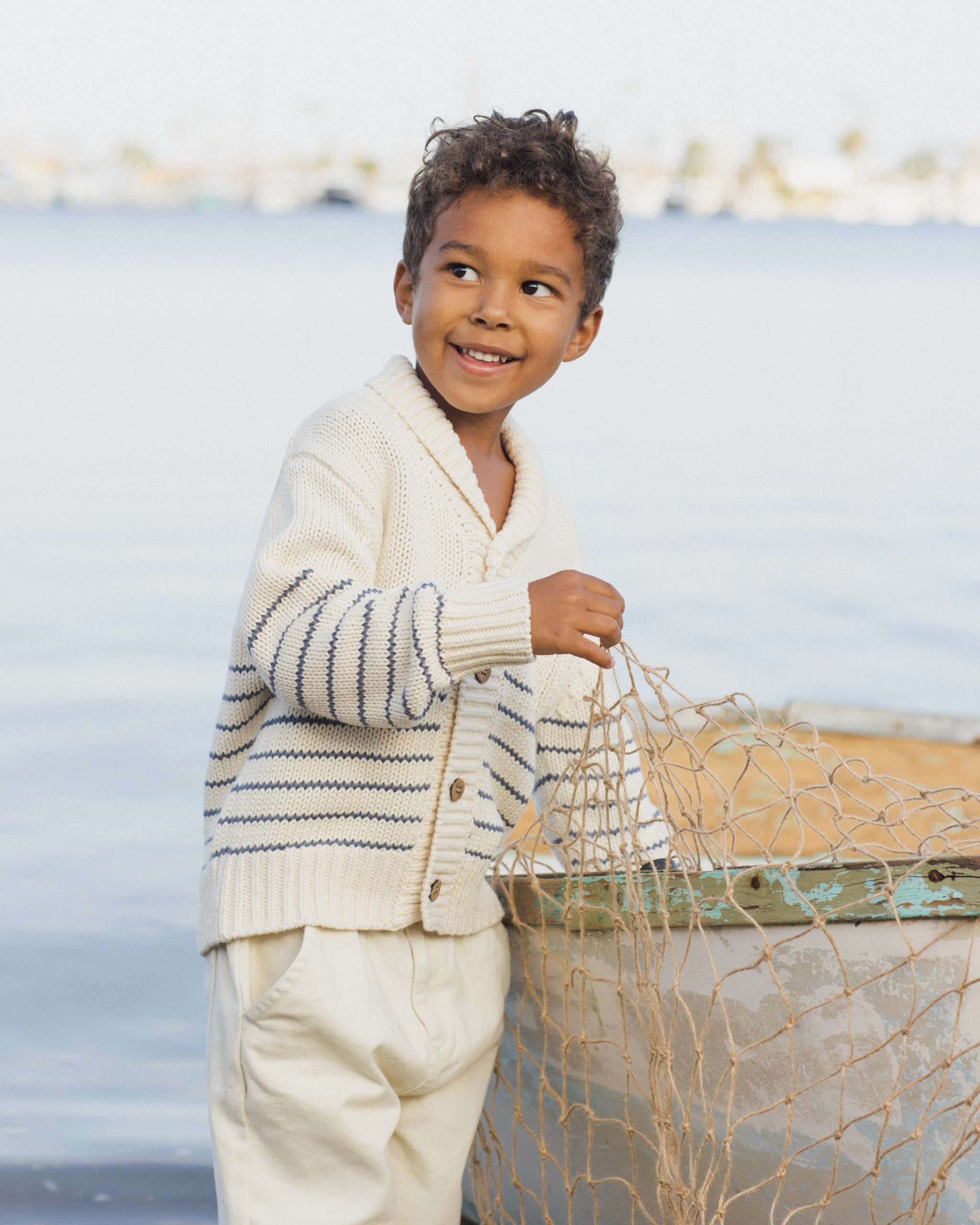 Shawl Cardigan || Natural & Marine