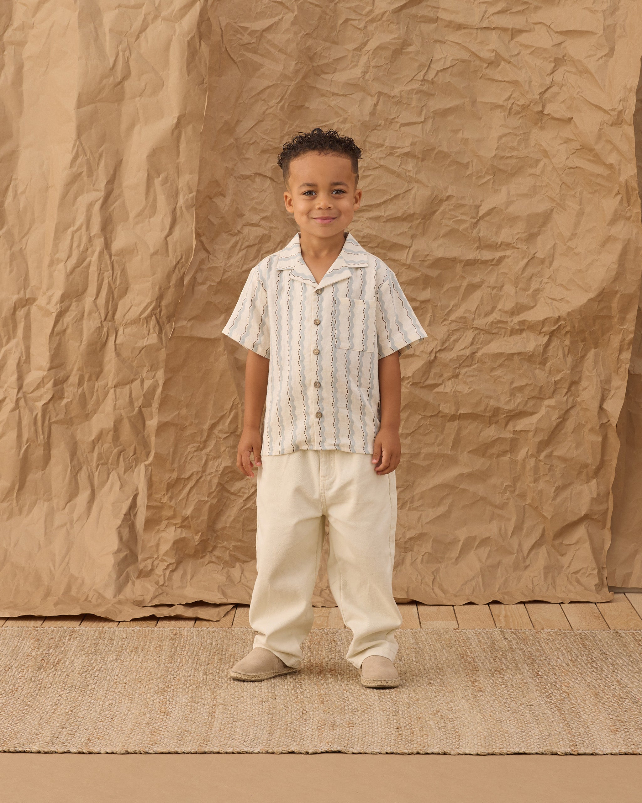 Lapel Collar Shirt || Wave Stripe