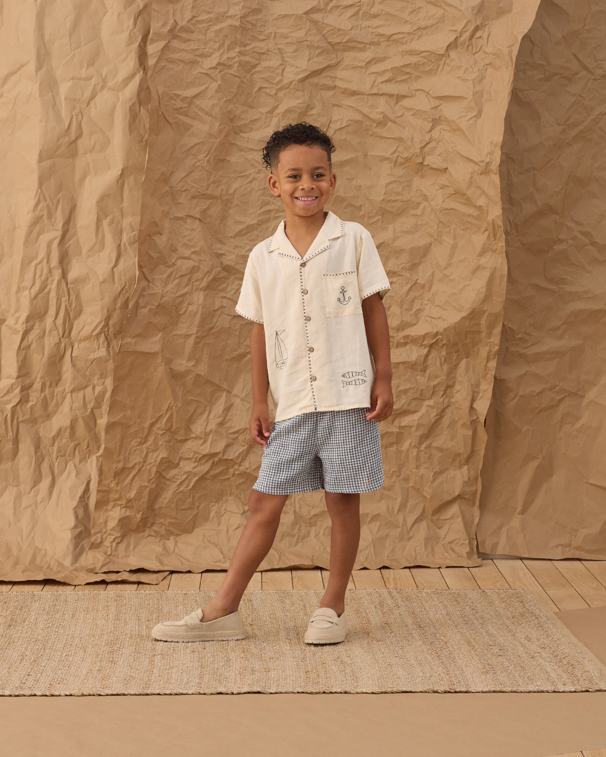 Perry Short || Marine Gingham