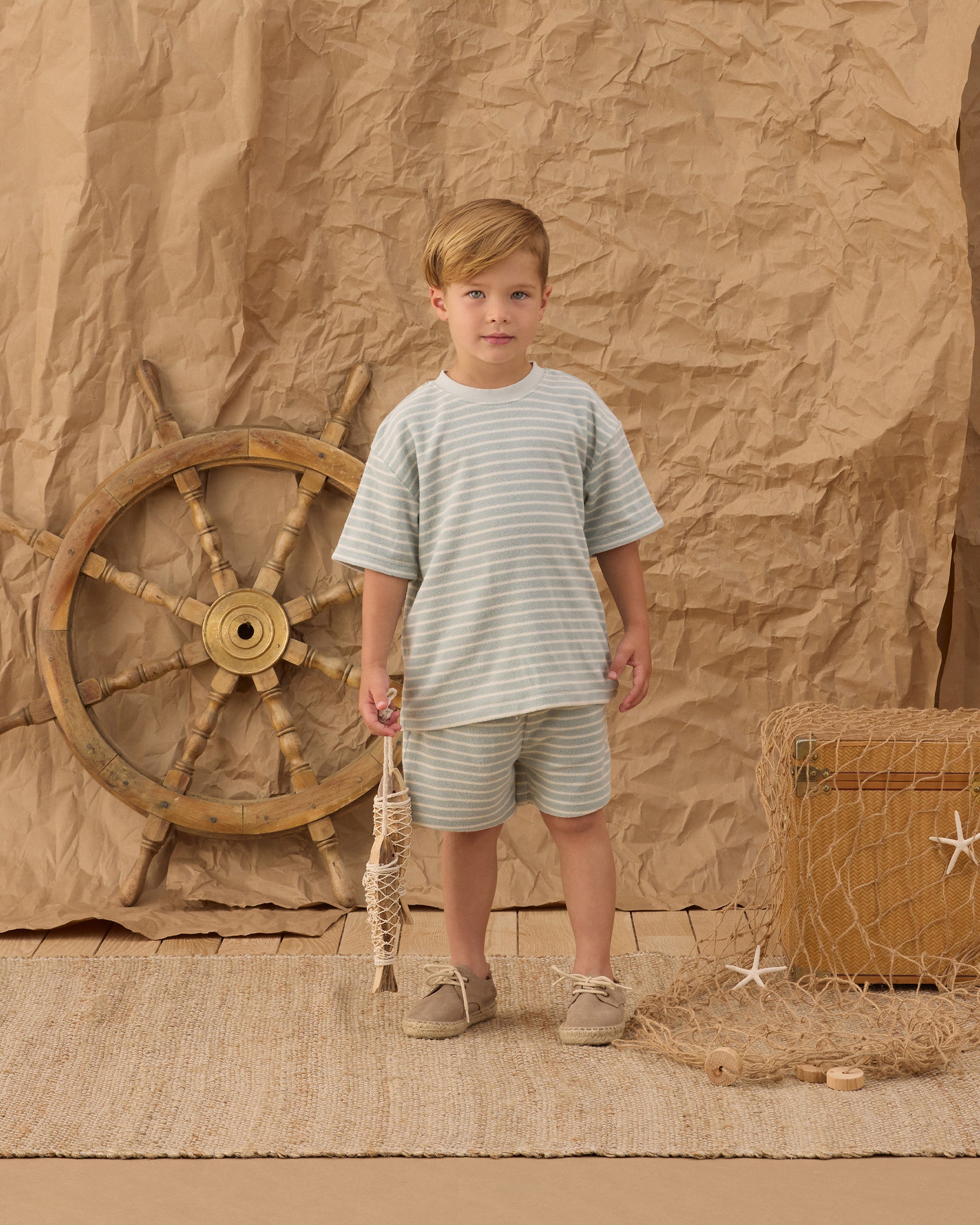 Terry Relaxed Tee || Seafoam Stripe