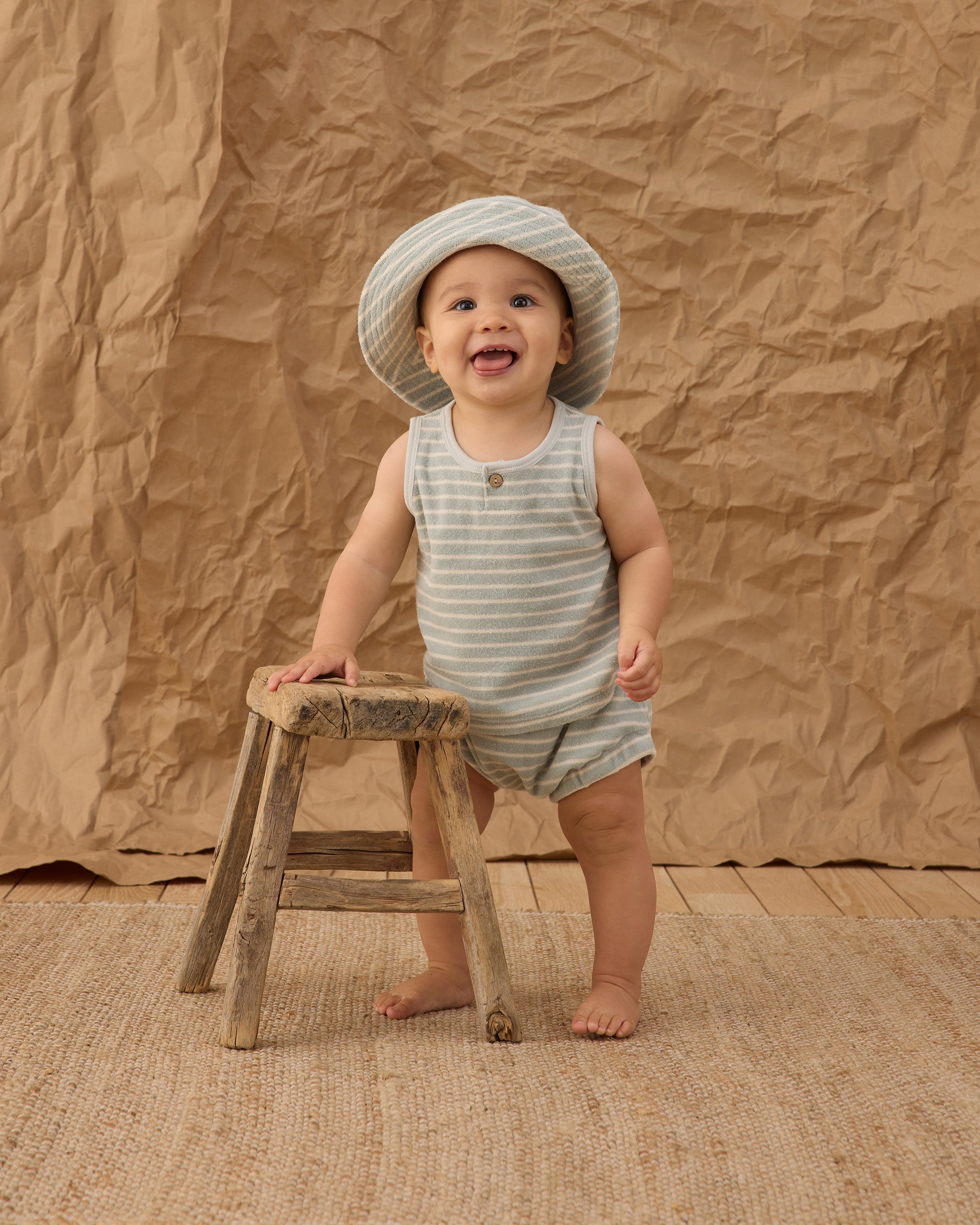 Bucket Hat || Seafoam Terry Stripe