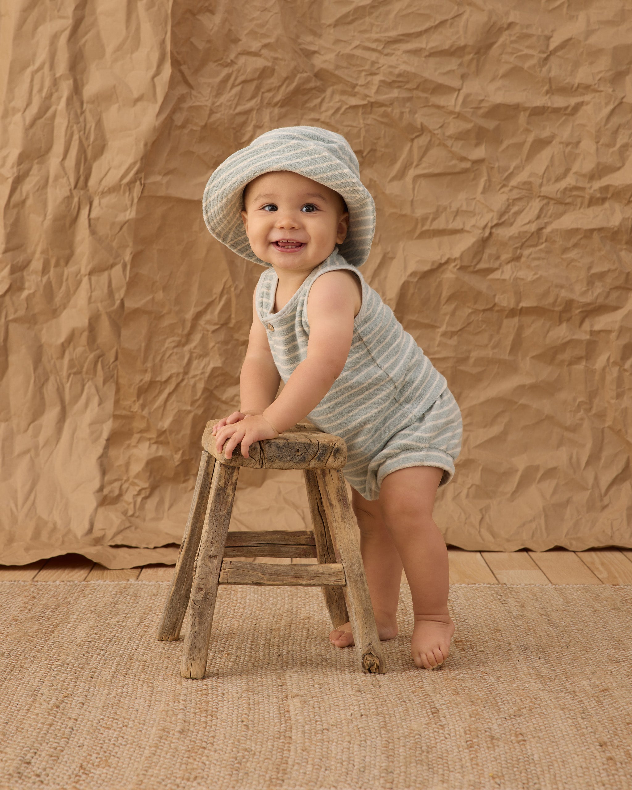 Bucket Hat || Seafoam Terry Stripe