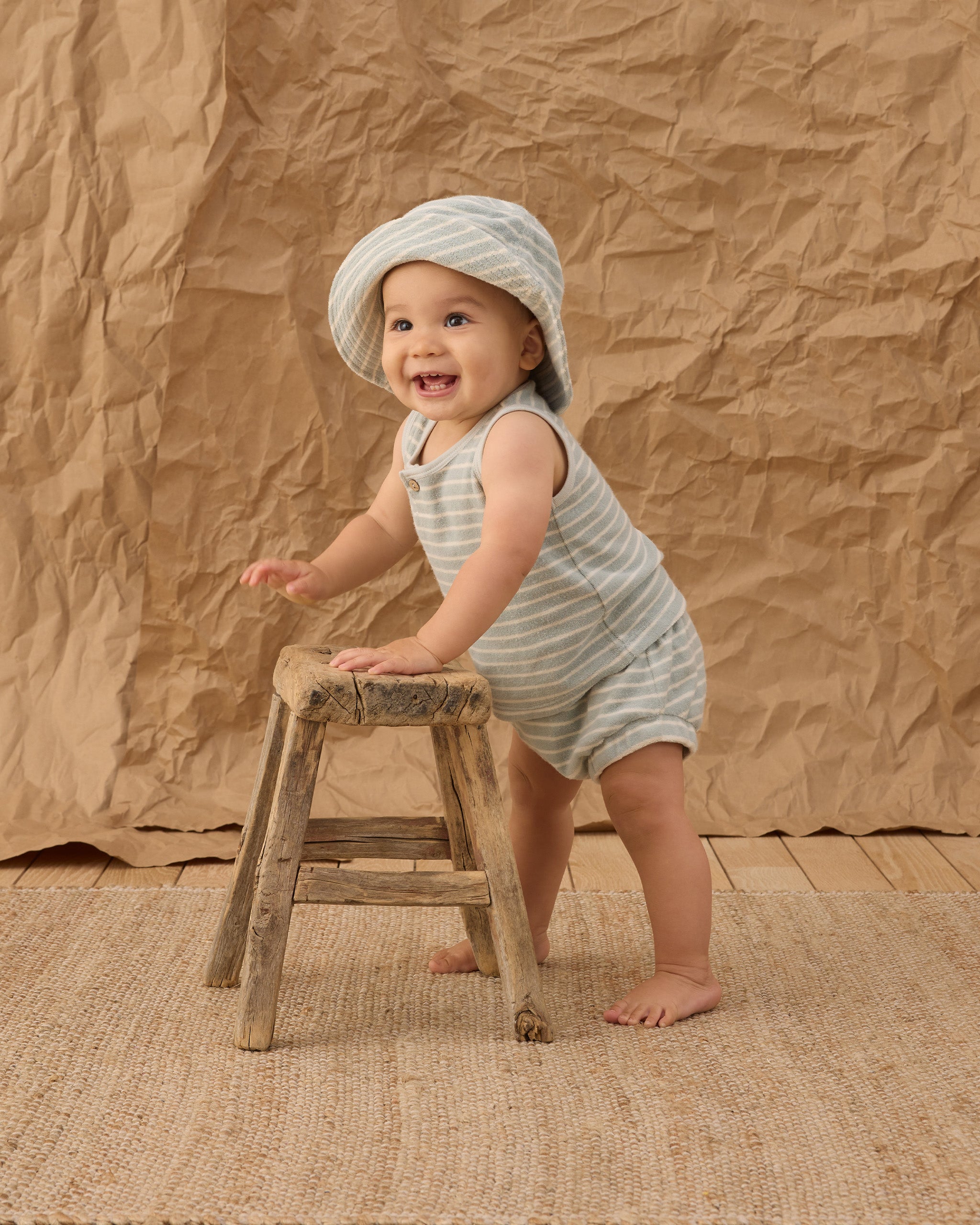 Bucket Hat || Seafoam Terry Stripe