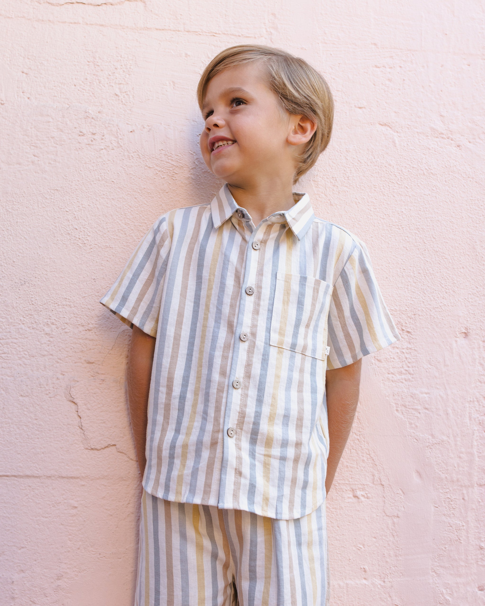 Collared Short Sleeve Shirt || Valencia Stripe